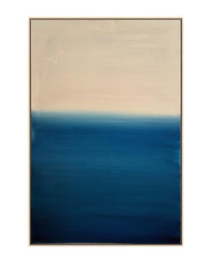„Blaue Landschaft“ – Original-Ölgemälde auf Leinwand, 60 × 90 cm  Zeitgenössische Kunst