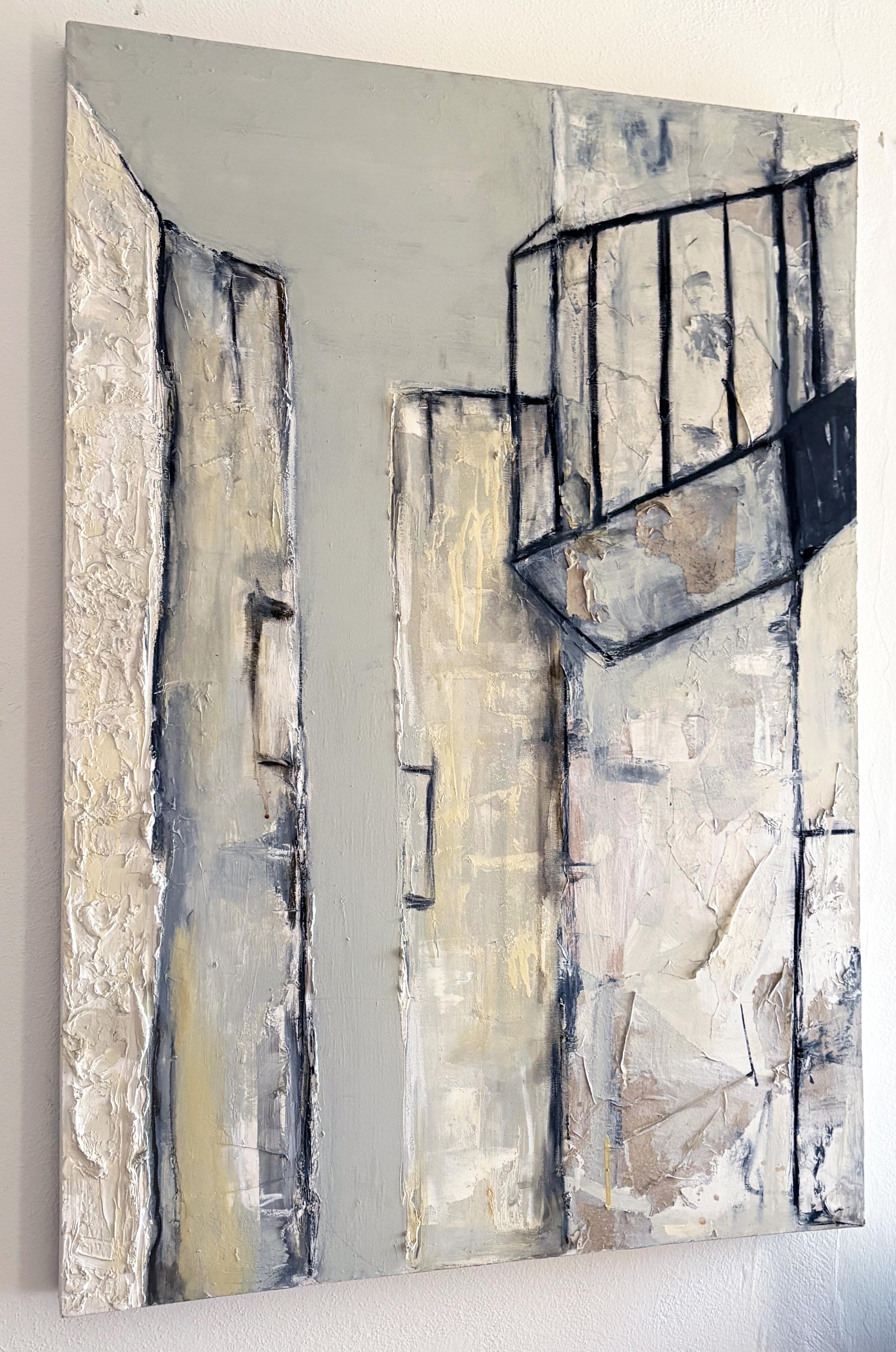 « Cityscape », peinture abstraite sur toile, fabriquée en Italie - Contemporain Painting par Marilina Marchica