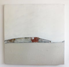  Contemporary Art "Landscape" , White tones , Minimal painting  made in Italy