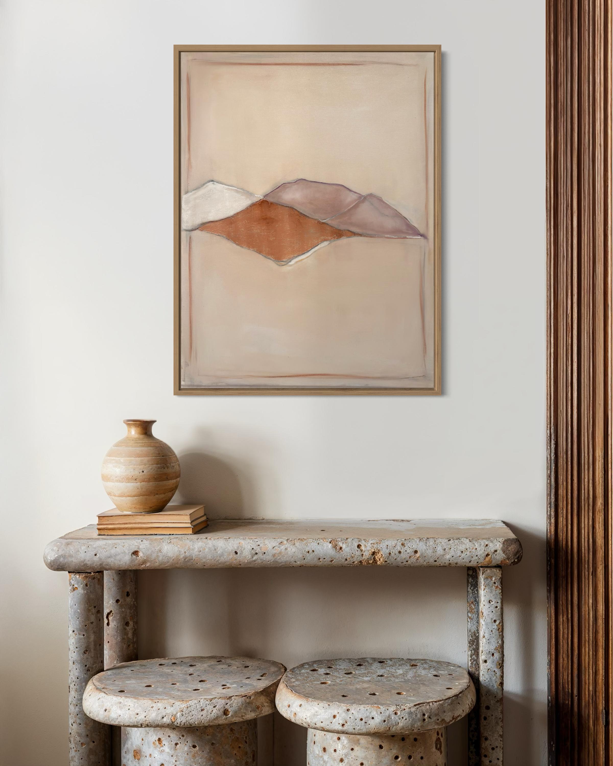 Abstraktes Landschaftsgemälde „Geometrische Landschaft“, Originalkunst, hergestellt in Italien im Angebot 1