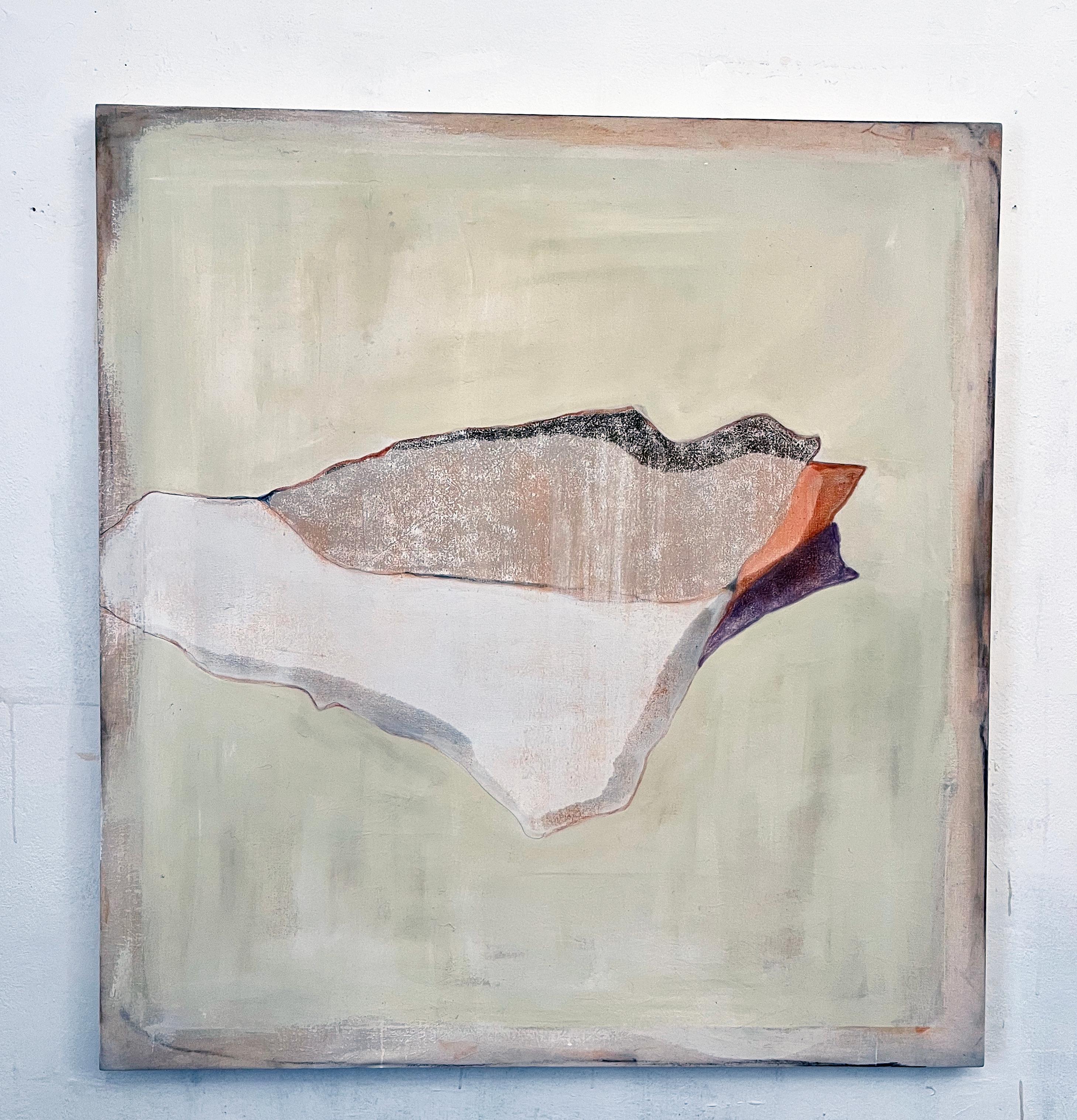 Peinture abstraite de grande taille « Paysage géométrique » fabriquée en Italie - Beige Landscape Painting par Marilina Marchica