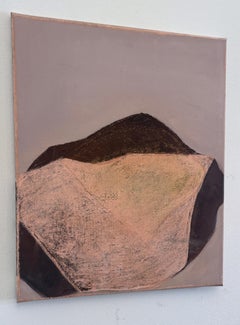 Geometric Landscape – Contemporary Abstract Painting, Oil and D Pastel on Canvas