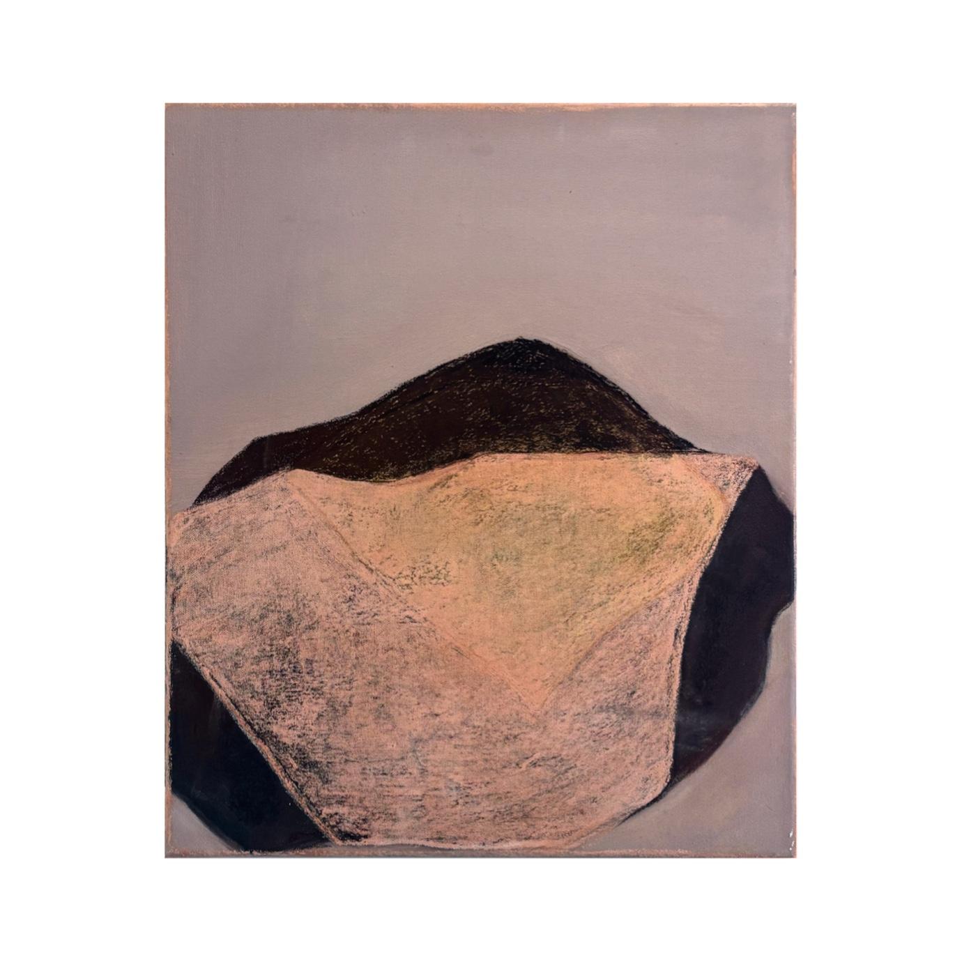 Geometric Landscape – Contemporary Abstract Painting, Oil and D Pastel on Canvas