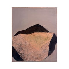 Geometric Landscape – Contemporary Abstract Painting, Oil and D Pastel on Canvas