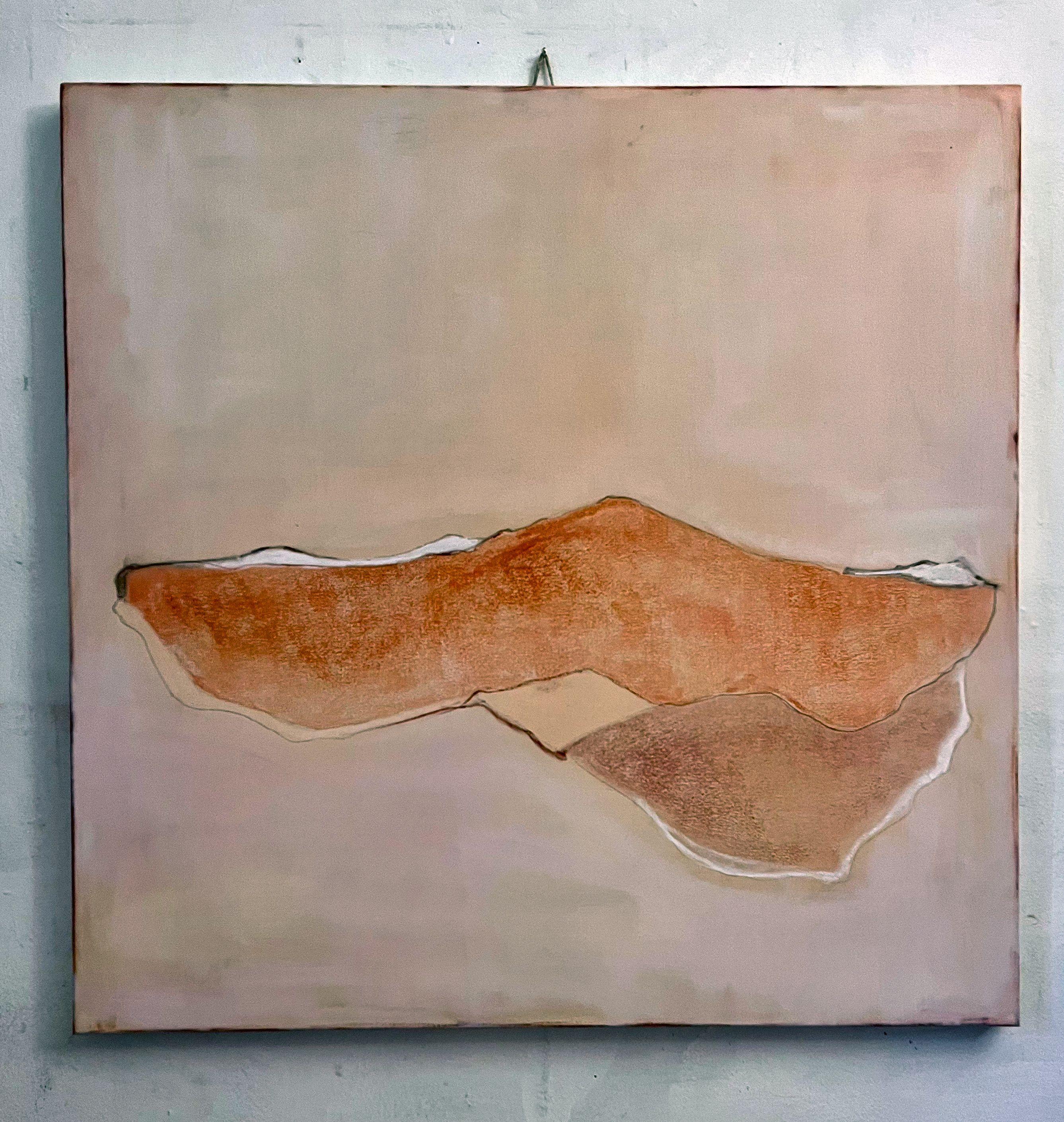 Paesaggio geometrico, Pittura, Olio su tela - Abstract Painting Beige di Marilina Marchica