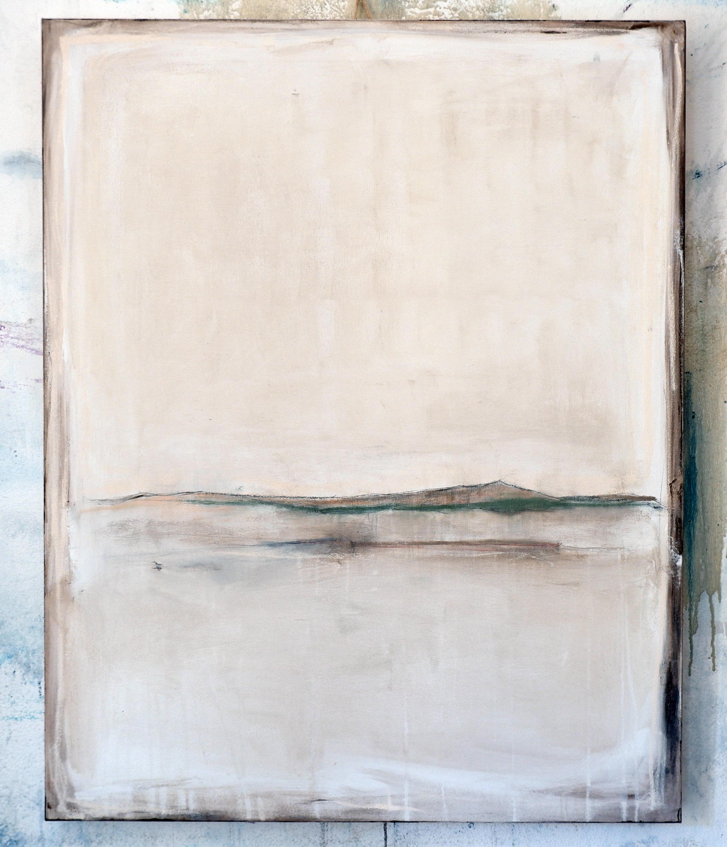 Landscape 101, Contemporary Mixed media Abstract Minimalist White Monochrome - Painting by Marilina Marchica