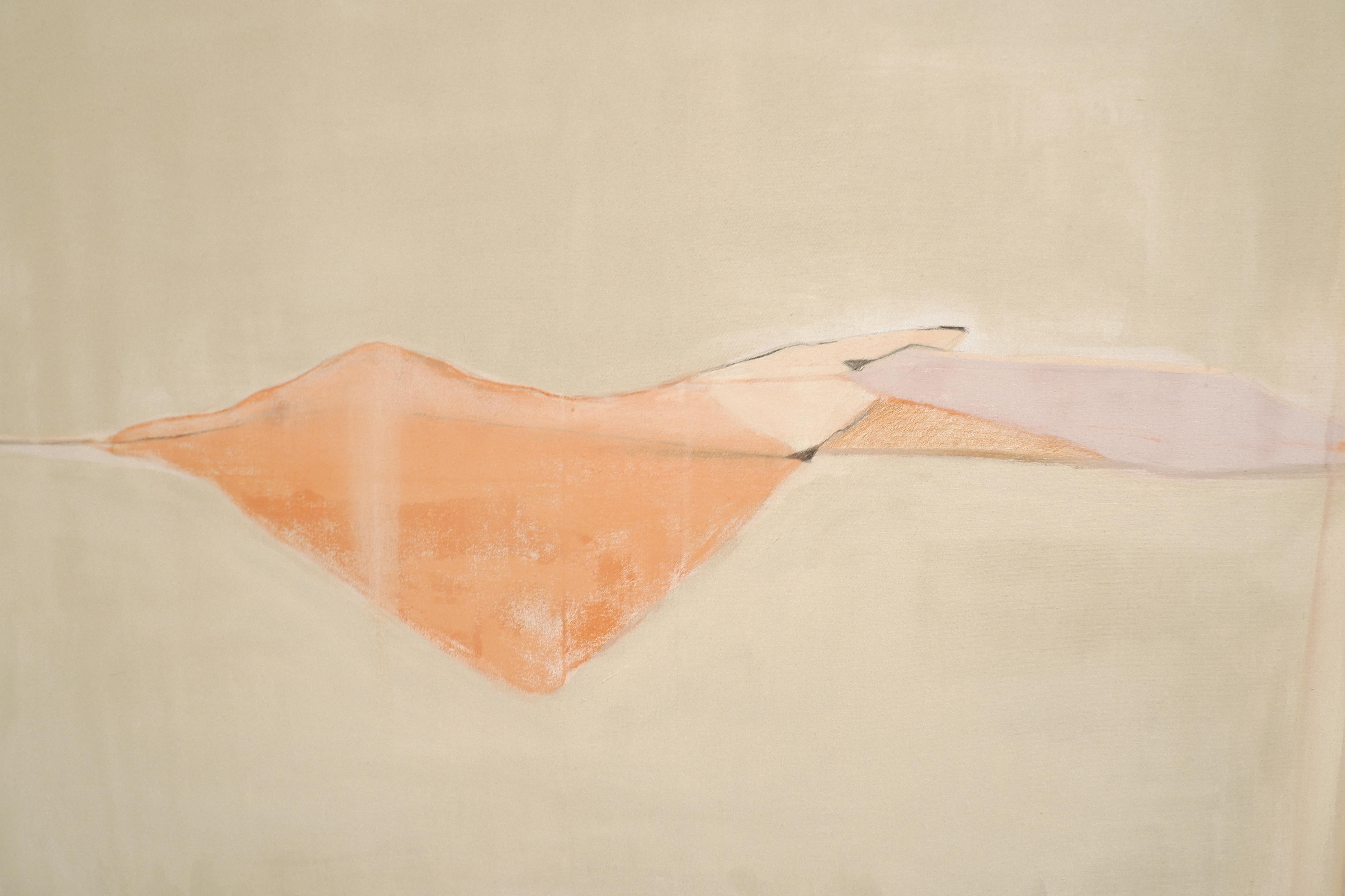 Landscape 107, Contemporary Mixed media Canvas Abstract Minimalist Yellow Orange - Painting by Marilina Marchica