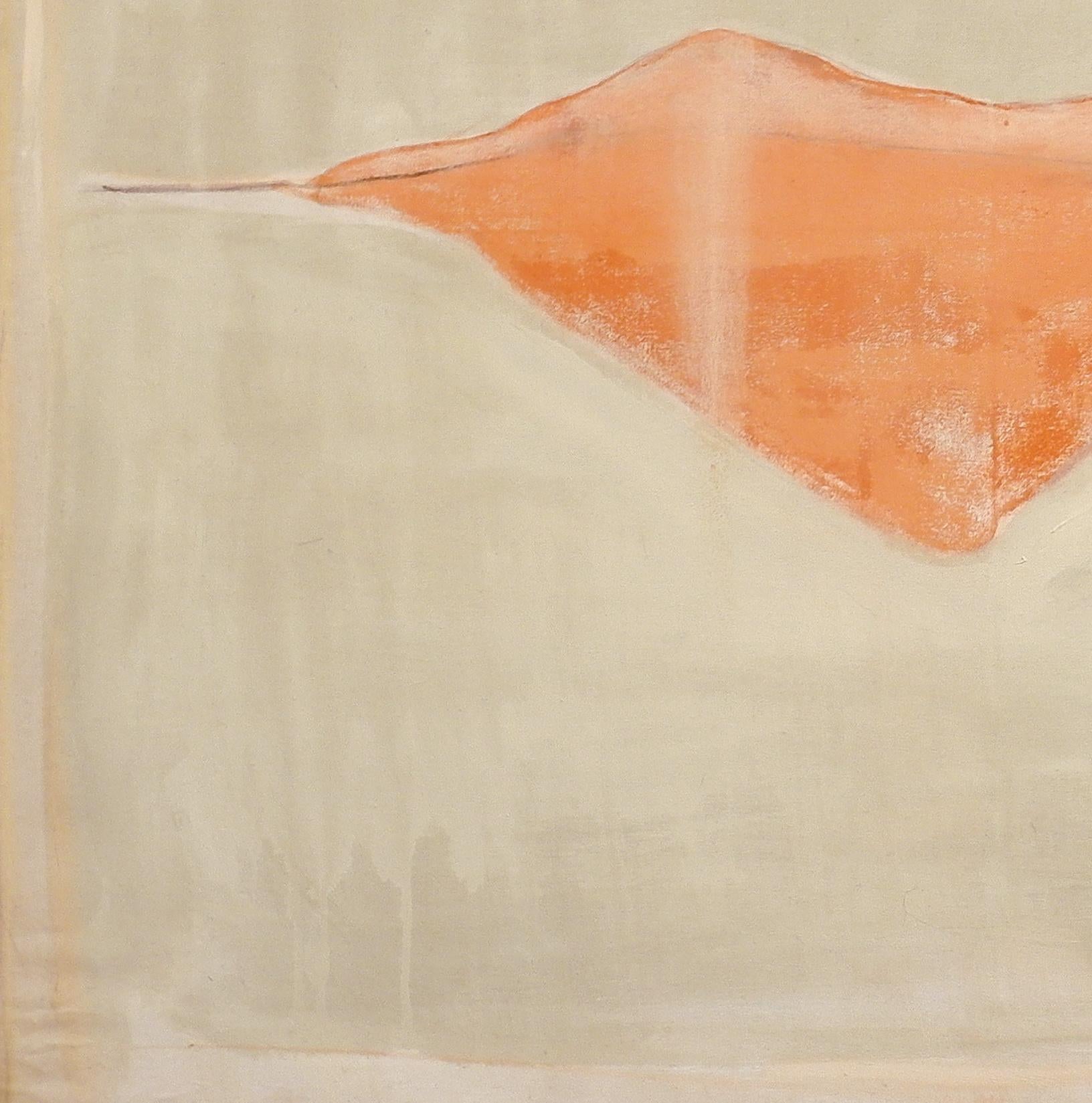 Landscape 107, Contemporary Mixed media Canvas Abstract Minimalist Yellow Orange - Beige Landscape Painting by Marilina Marchica