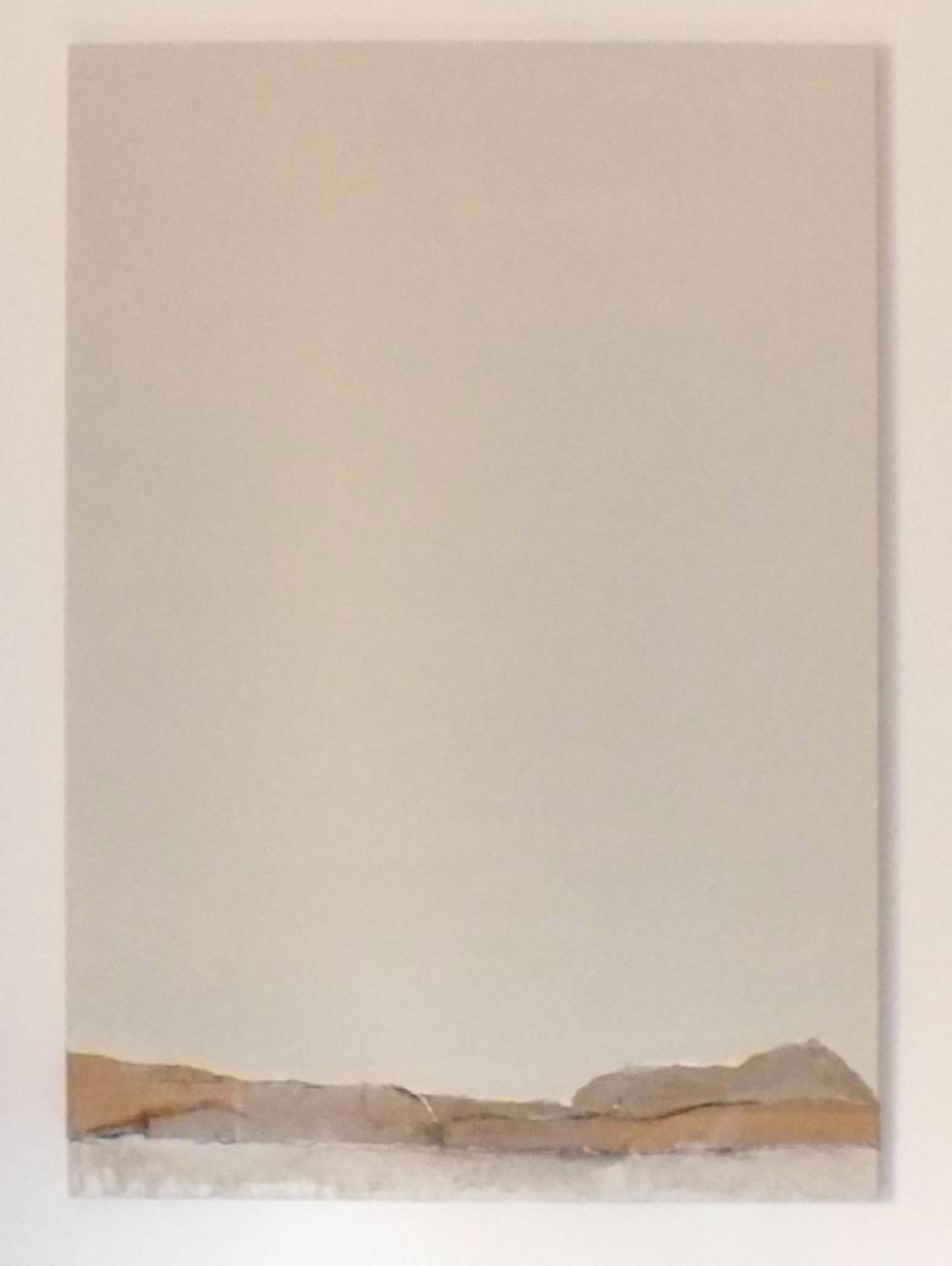 Landscape 16, Contemporary Minimalist Abstract Collage Brown Mixed media Beige For Sale 1