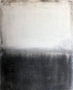 Landscape 21, Minimalist Mixed media Art Contemporary Abstract Black White