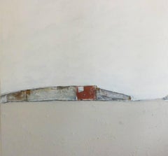 Landscape 35, Contemporary Minimalist Abstract Mixed media Painting Brown White