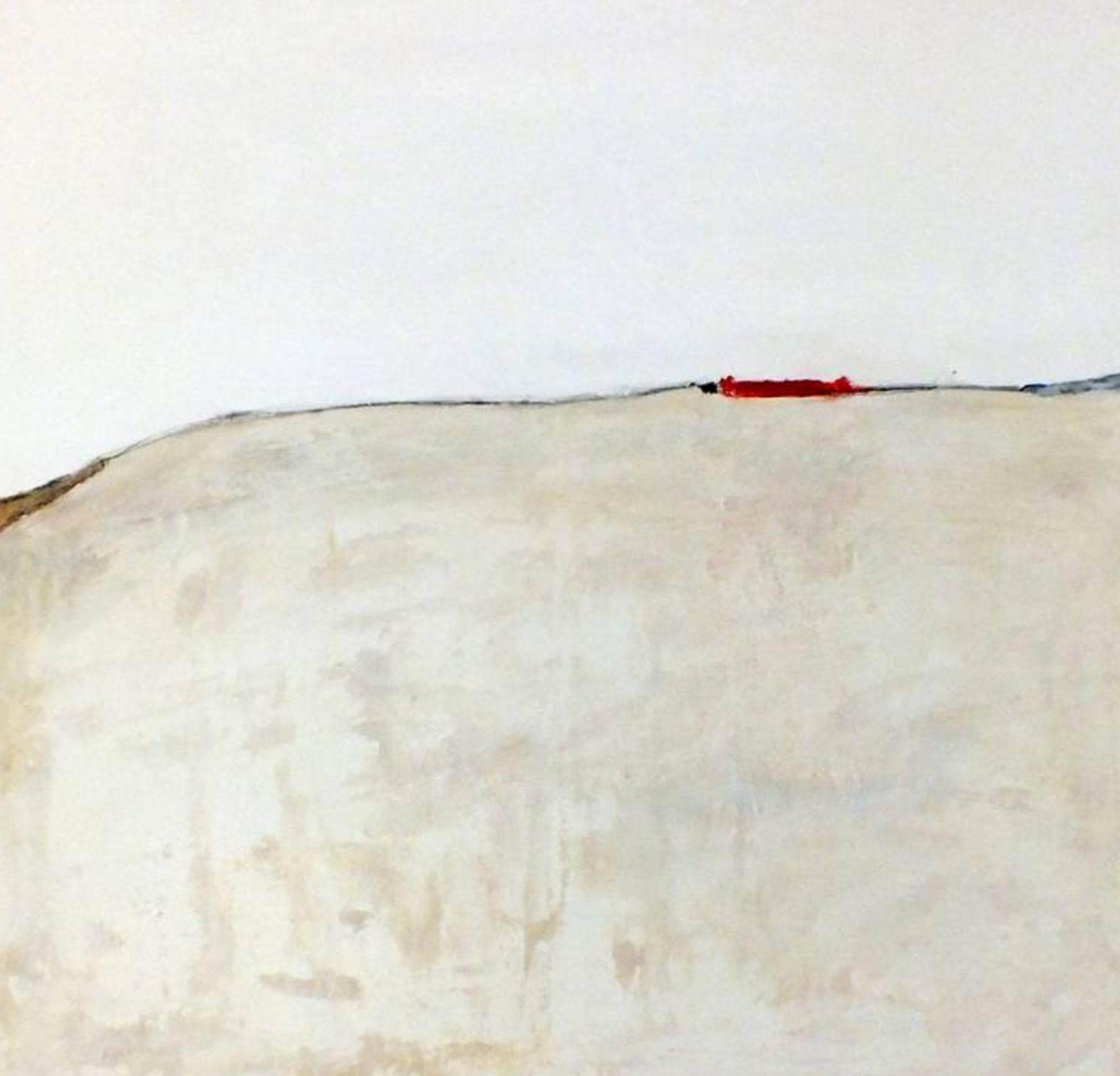 'Landscape 37' by Marilina Marchica  - a great minimalist abstract mixed media of a white landscape with a few red accents. Cityscapes, nature, and charm of decaying buildings remain a major focus of the artist's creative process. This artwork