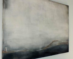 Landscape 38, Contemporary Minimalist Art Abstract Mixed media Painting Blue