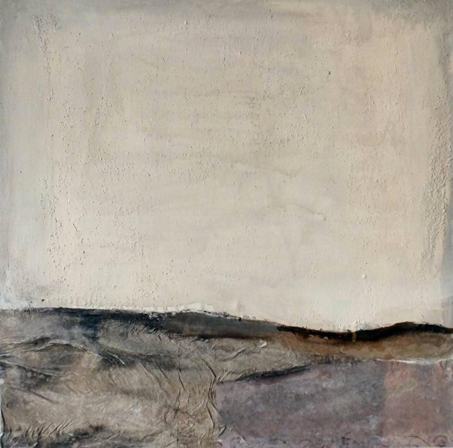 Marilina Marchica Abstract Painting - Landscape 54, Minimalist Abstract Art Mixed Media Canvas Paper Collage Brown