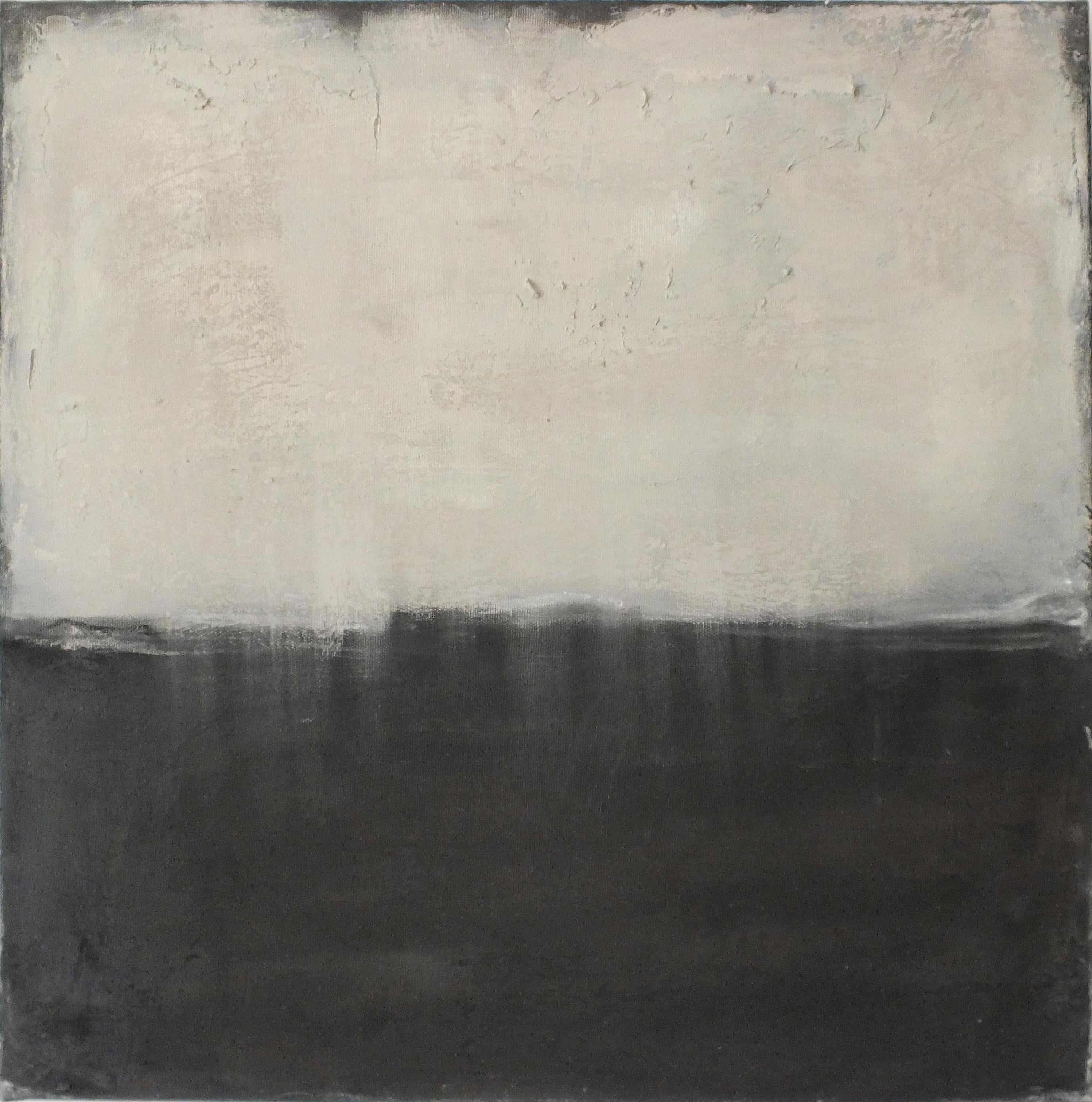 Landscape 60, Minimalist Abstract Mixed Media Painting Canvas Black White - Mixed Media Art by Marilina Marchica
