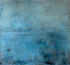 Landscape 75, Contemporary Minimalist Art Abstract Mixed media Oil Canvas Blue
