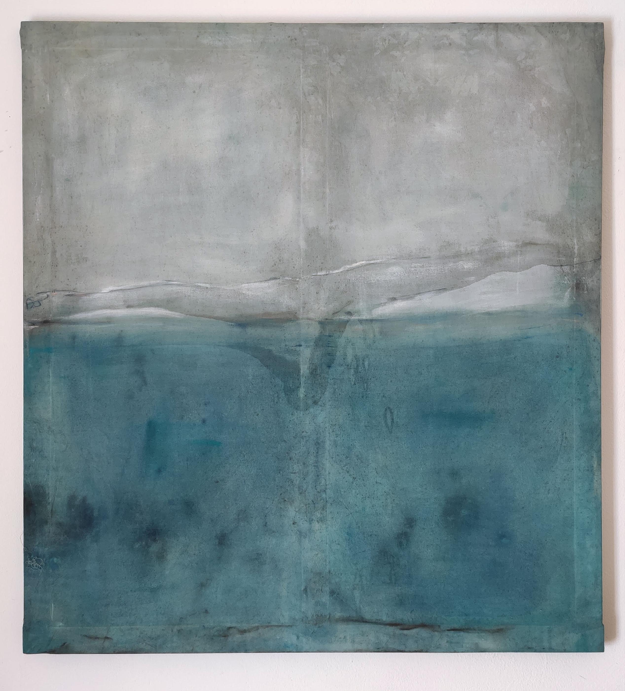 Marilina Marchica Abstract Painting - Landscape 81, Contemporary Mixed media Abstract Art Canvas Blue Nature Organic
