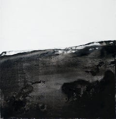 Landscape 83, Contemporary Minimalist Abstract Painting Paper Monochrome Black