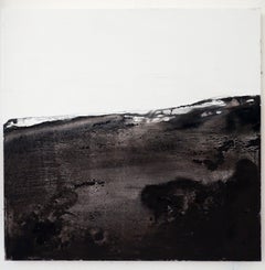 Landscape 83, Contemporary Minimalist Abstract Painting Paper Monochrome Black