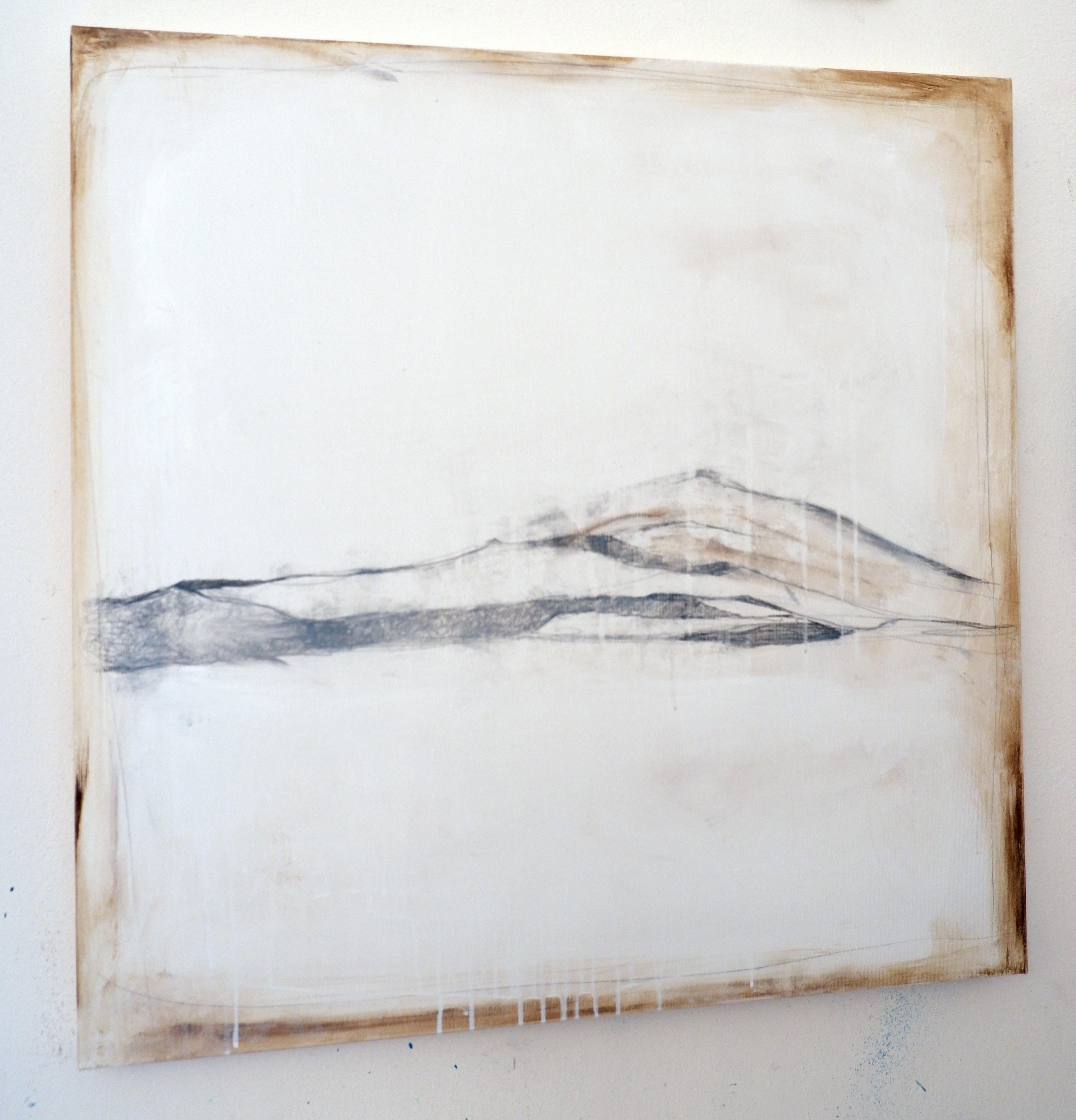 Landscape 91, Contemporary Minimalist Mixed media Abstract Art Canvas Natural - Painting by Marilina Marchica