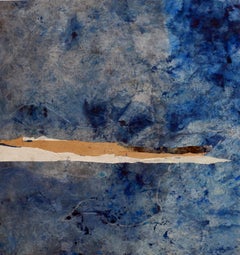 Landscape 94, Contemporary Expressionist Mixed media Abstract Art Canvas Blue