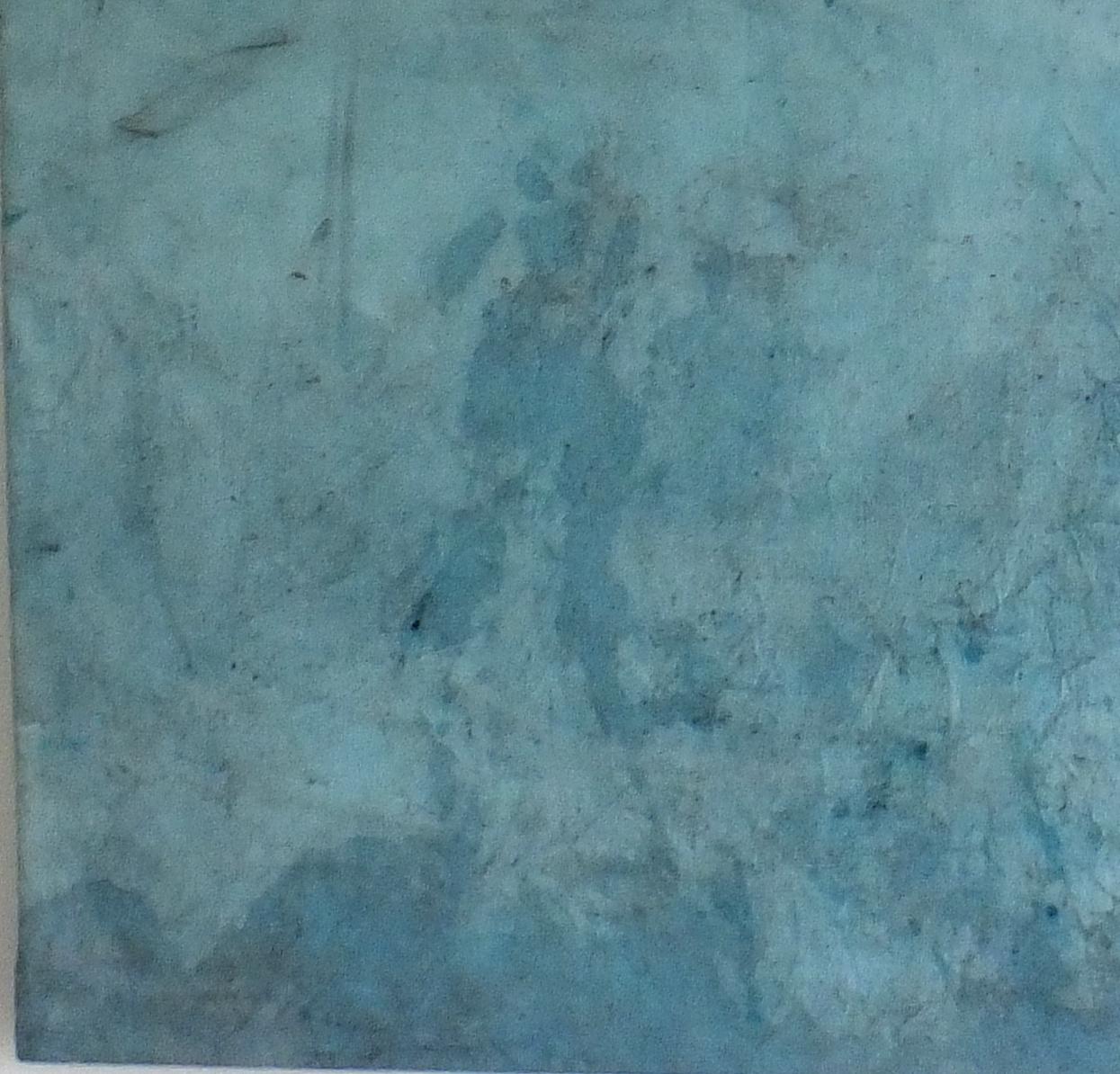 Landscape 97, Contemporary Mixed media Abstract Art Canvas Blue Minimalist - Painting by Marilina Marchica