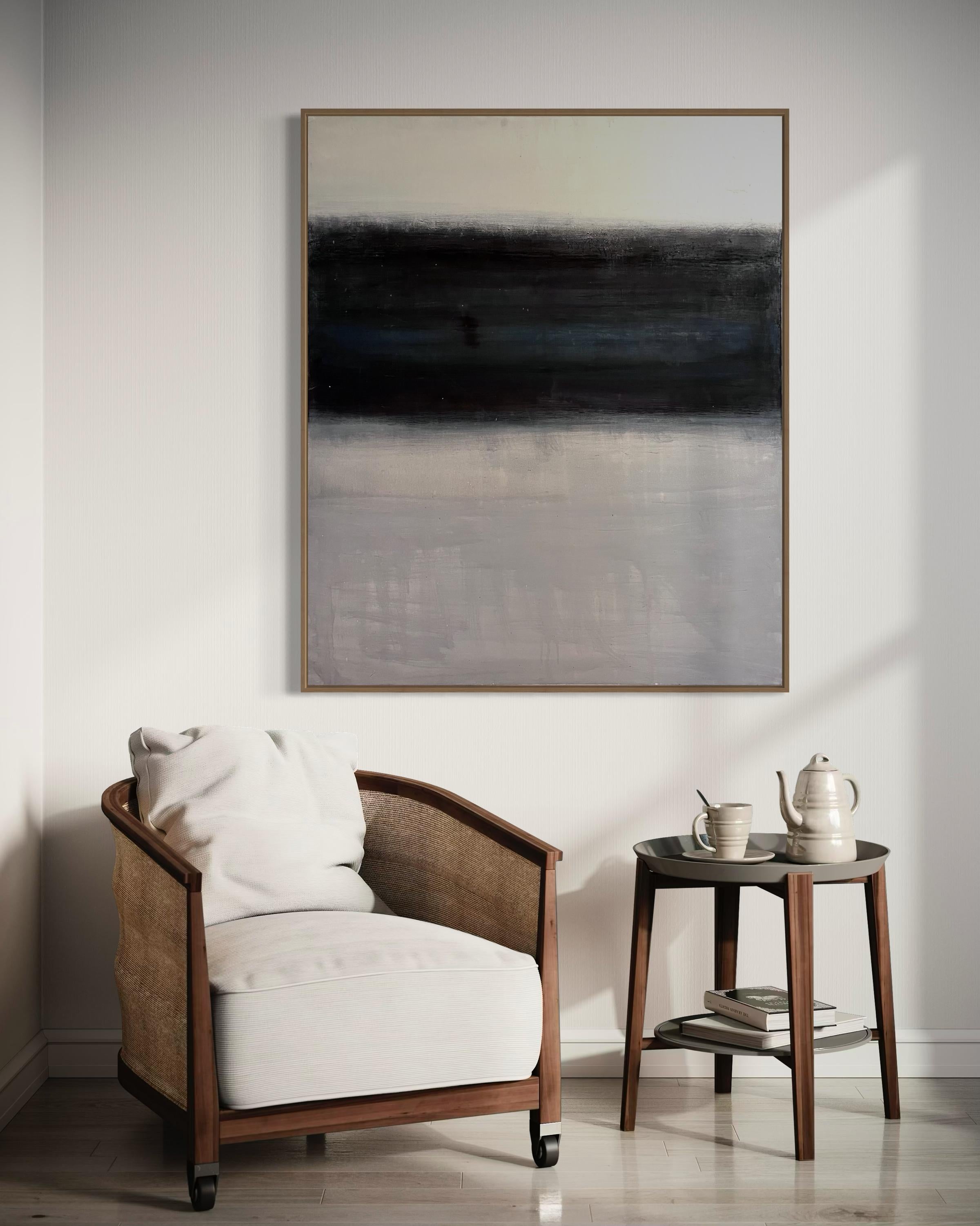 Peinture abstraite « Paysage » en noir et blanc - Art contemporain fabriqué en Italie en vente 5