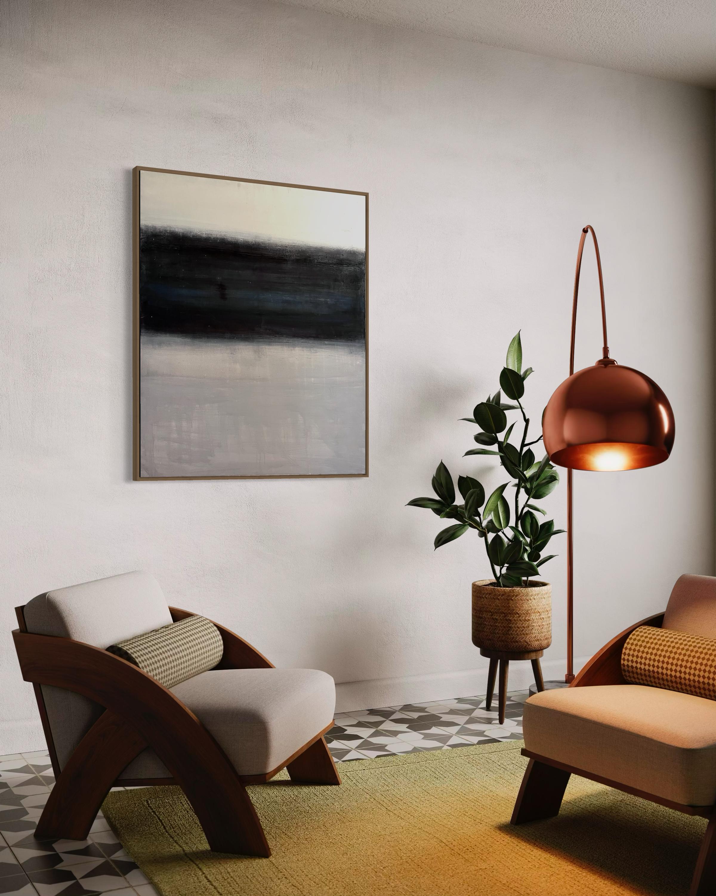 Peinture abstraite « Paysage » en noir et blanc - Art contemporain fabriqué en Italie en vente 6