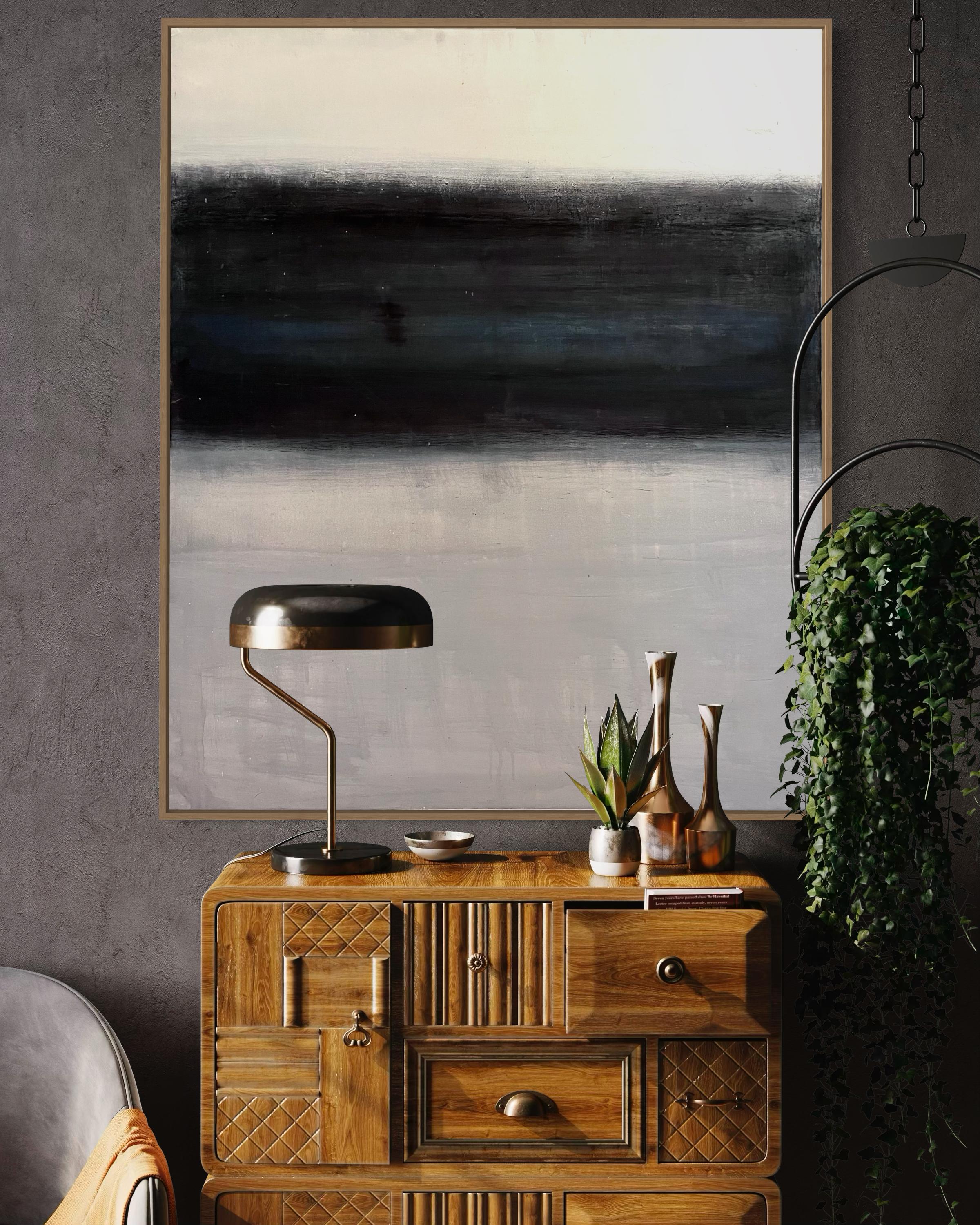 Peinture abstraite « Paysage » en noir et blanc - Art contemporain fabriqué en Italie en vente 7