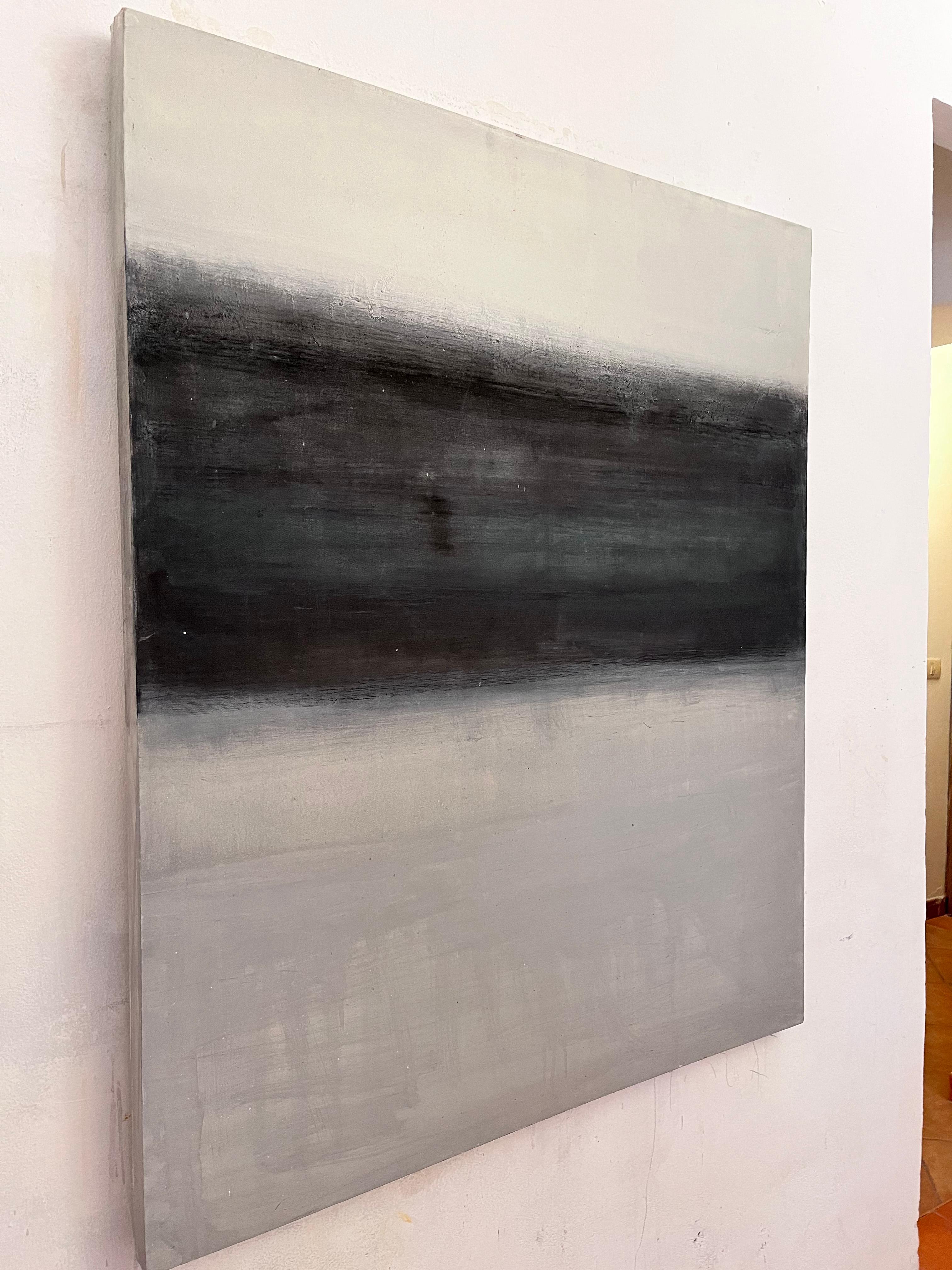 Peinture abstraite « Paysage » en noir et blanc - Art contemporain fabriqué en Italie - Painting de Marilina Marchica