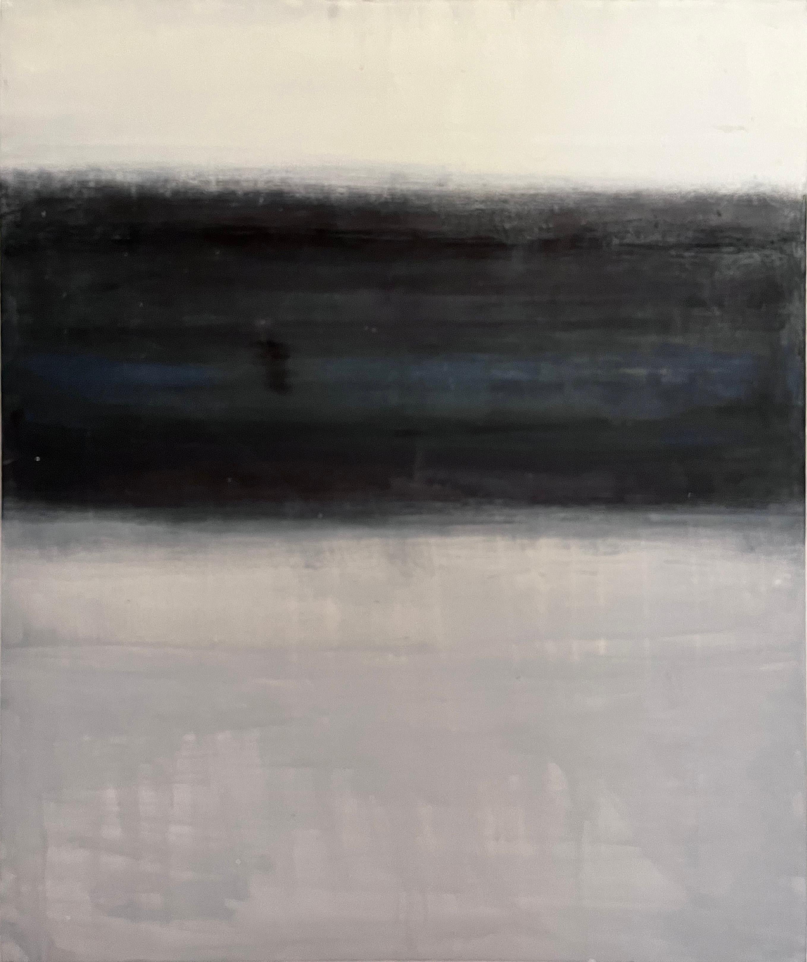 Peinture abstraite « Paysage » en noir et blanc - Art contemporain fabriqué en Italie - Gris Landscape Painting par Marilina Marchica