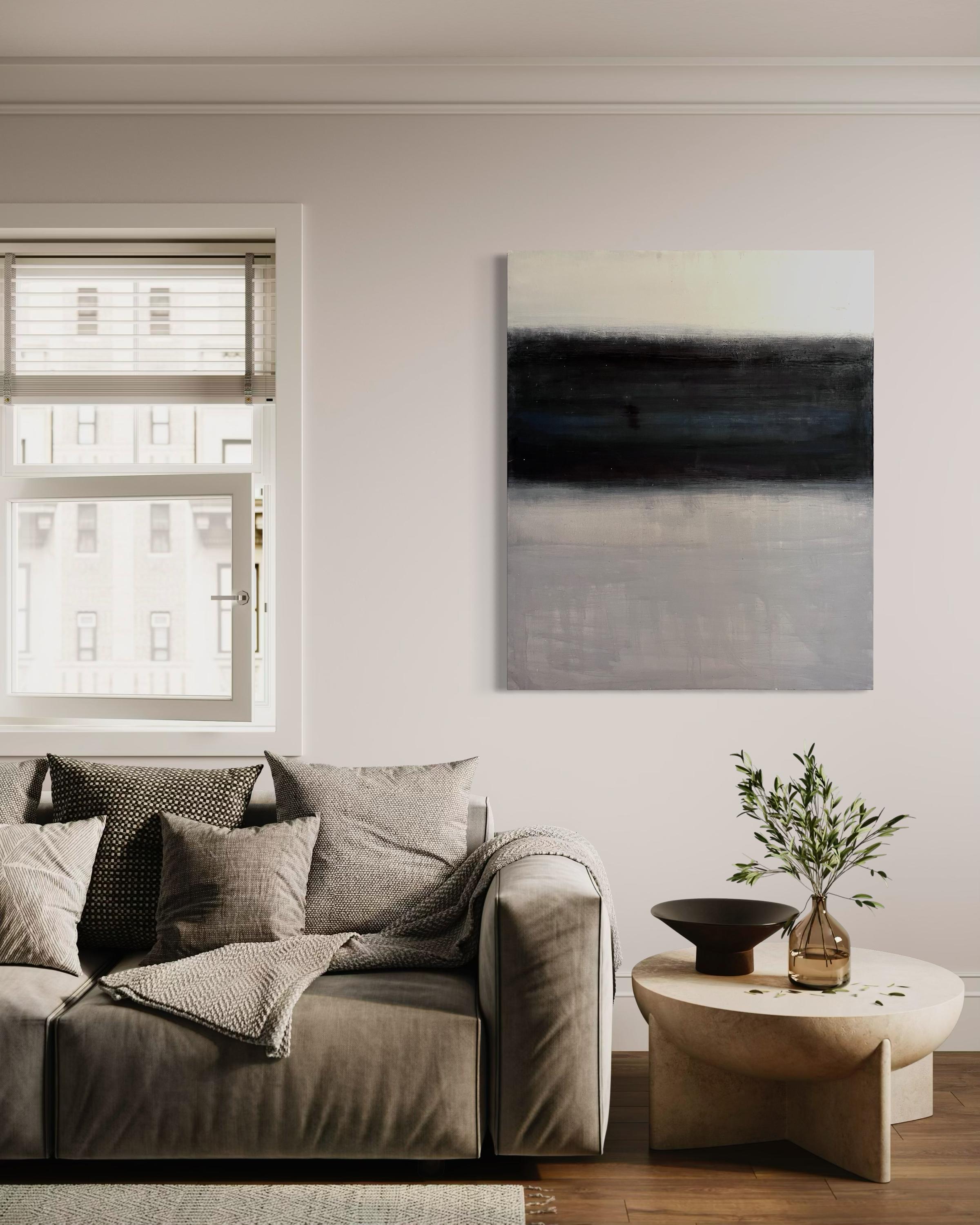 Peinture abstraite « Paysage » en noir et blanc - Art contemporain fabriqué en Italie en vente 2