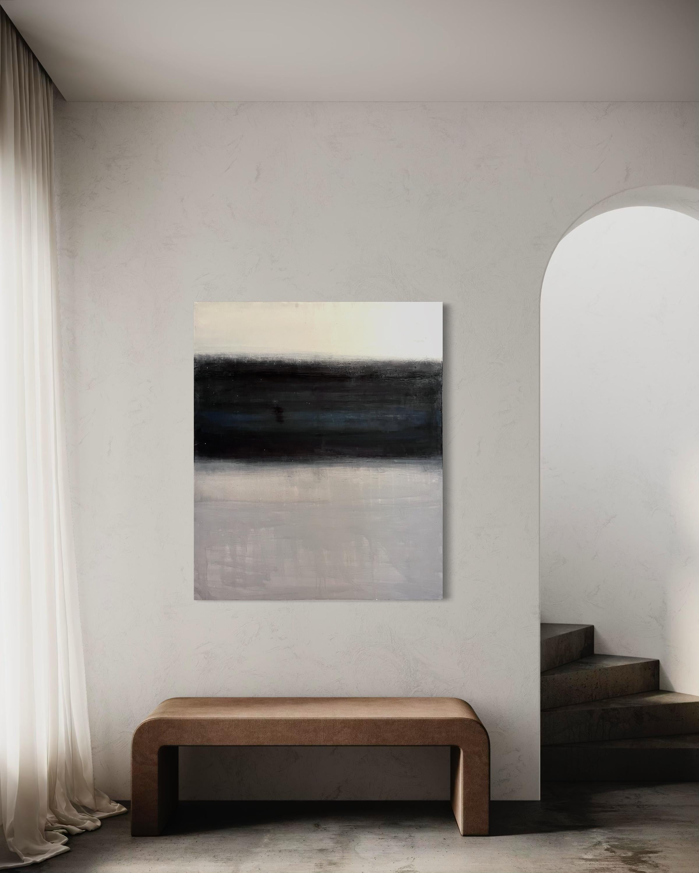 Peinture abstraite « Paysage » en noir et blanc - Art contemporain fabriqué en Italie en vente 3