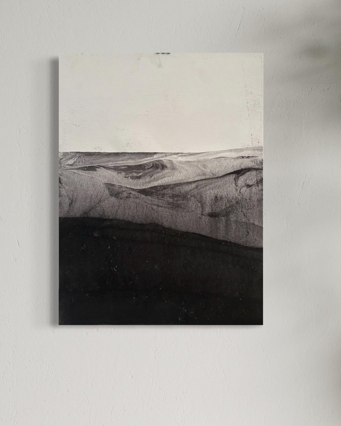 « Paysage B/W », art minimaliste sur papier - dessin  Fabriqué en Italie