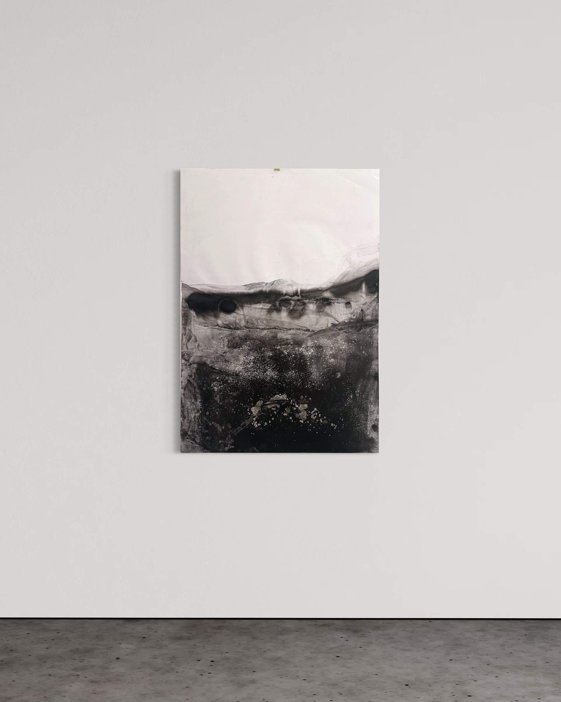 "Paesaggio in bianco e nero" Arte originale minimalista su carta - Grandi dimensioni Made in Italy