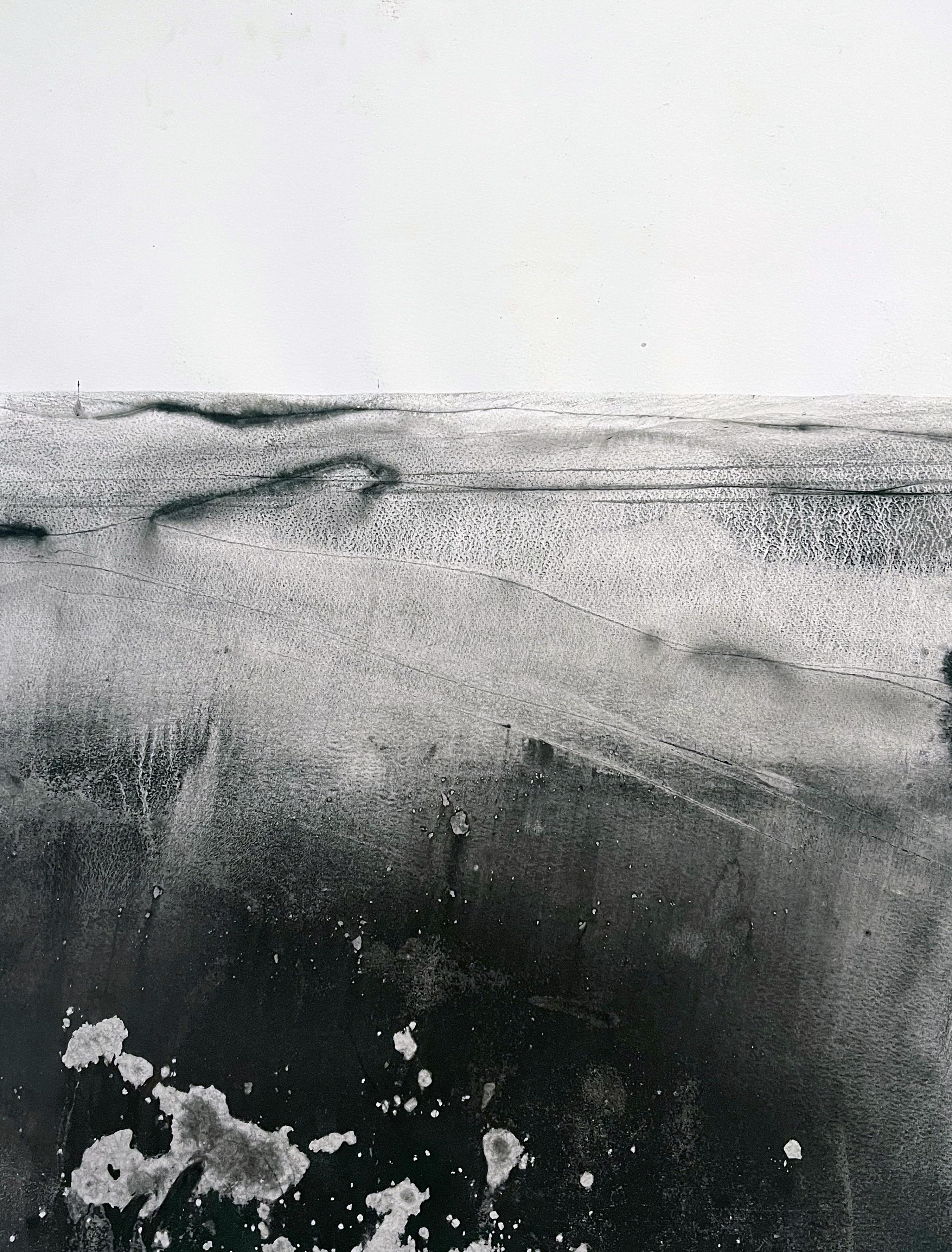 Minimalistische Gemälde „Landscape B/W“ auf Papier  Großformat Made in Italy im Angebot 1