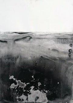 "Landscape B/W" Minimalist Paint on Paper  Large size Made in Italy