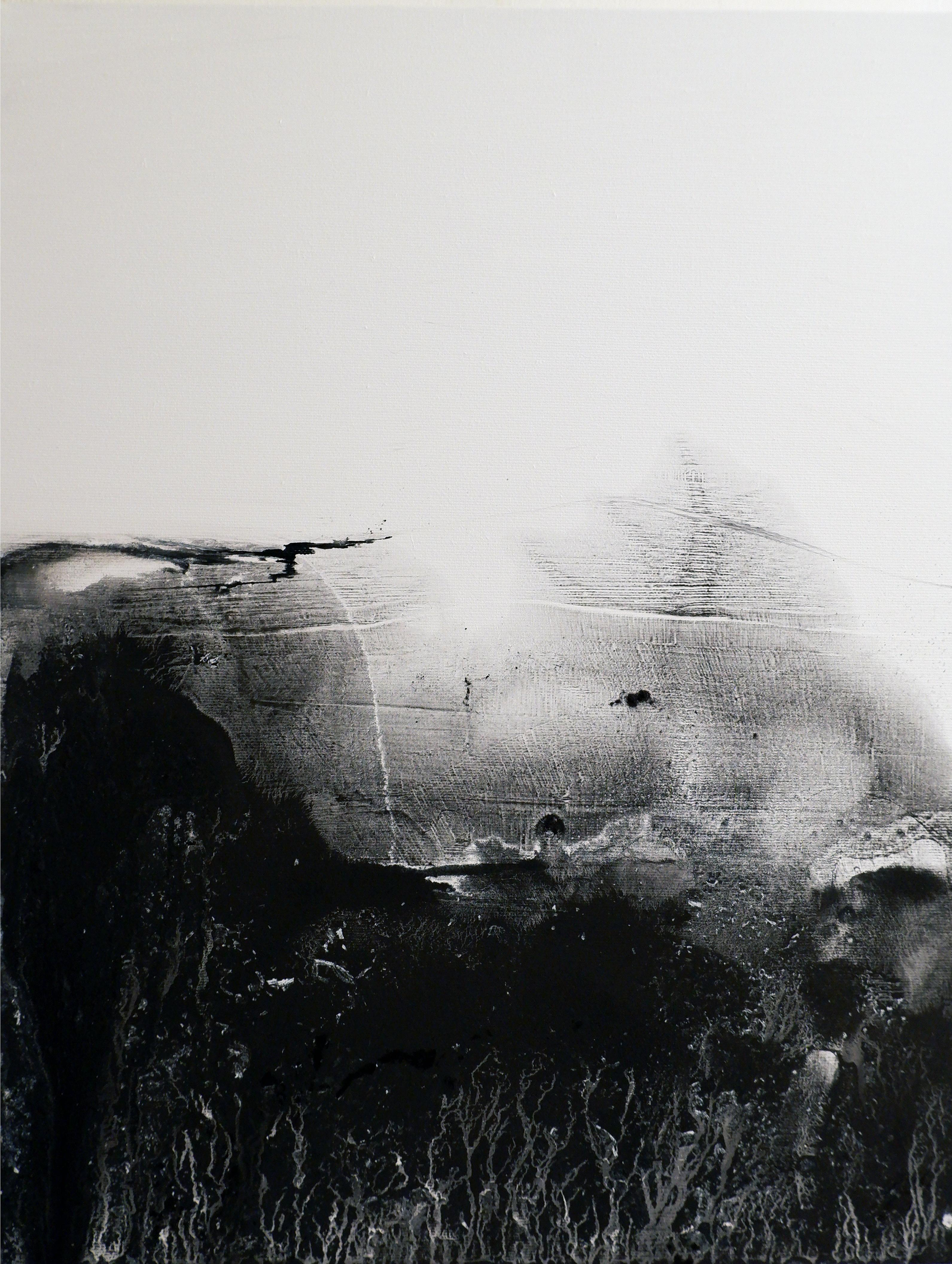 Marilina Marchica Landscape Painting - " Black and White Landscape " Original Paint on Canvas , Made in Italy