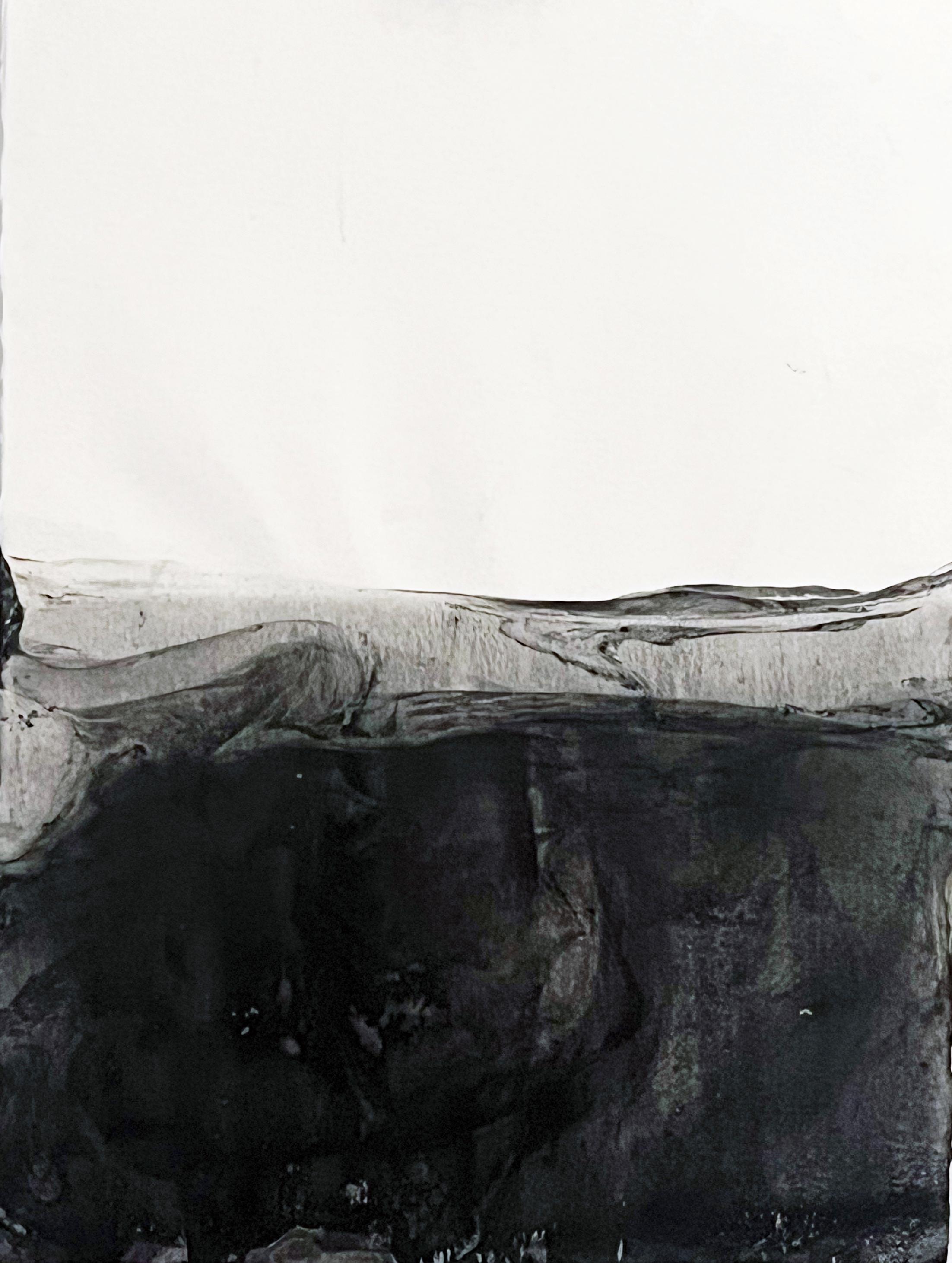 Marilina Marchica Abstract Drawing - Landscape Black and White - Original Paint - Large Size Made in Italy