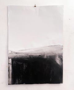 „Landschaft“ Schwarz-Weiß Gemälde auf Papier, großformatig in Italien hergestellt