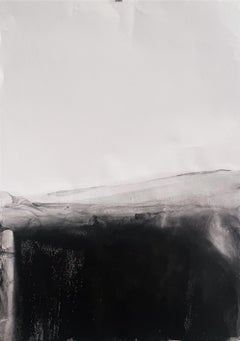 "Landscape" Black and White  Paint on Paper Large Size  made in Italy