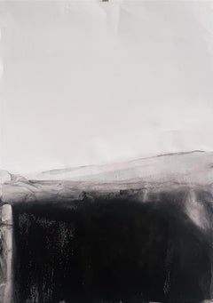Paysage" noir et blanc  Peinture sur papier de grande taille  fabriqué en Italie