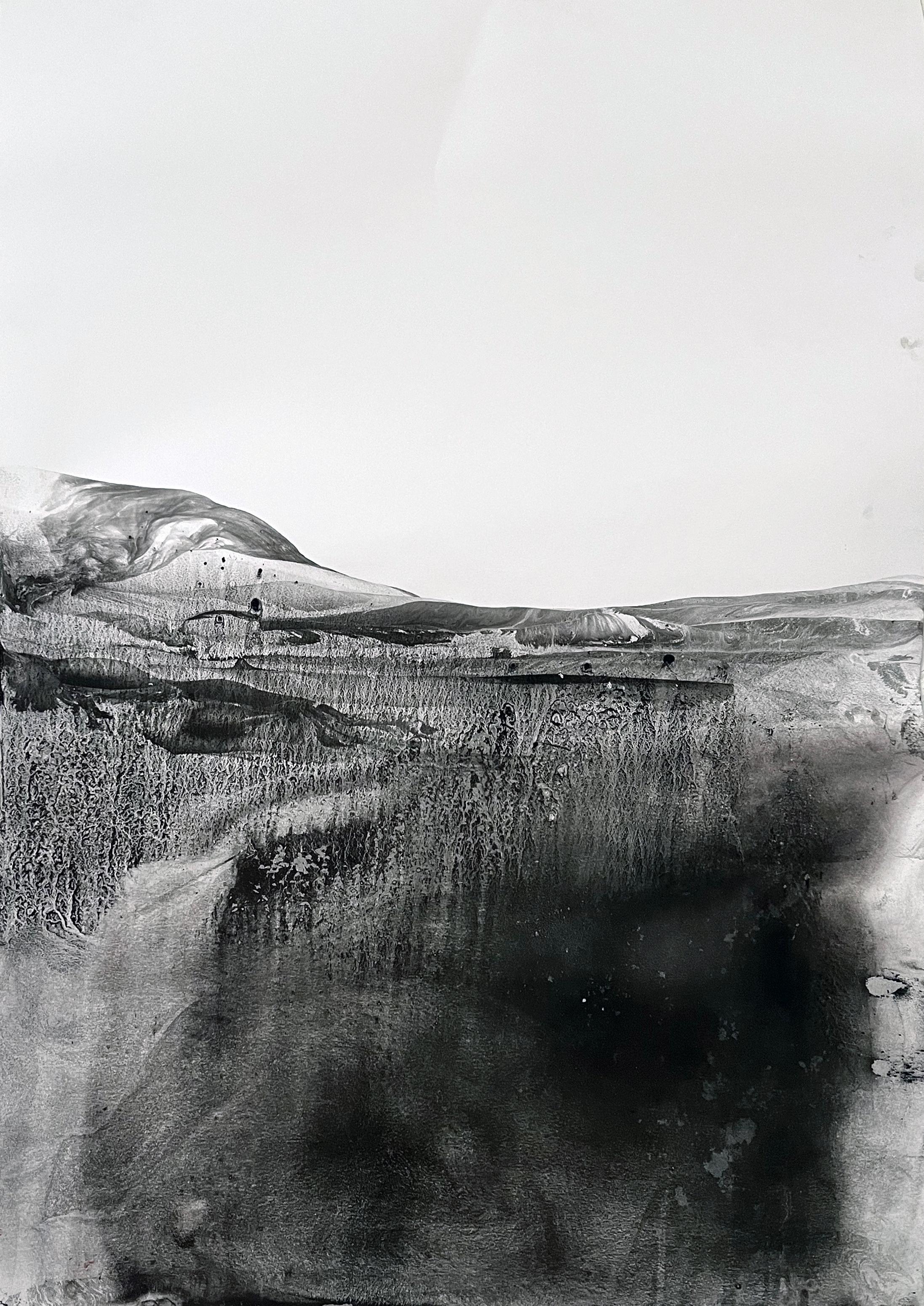 Landscape BW Abstract Drawing - Original Art Made in Italy For Sale 1