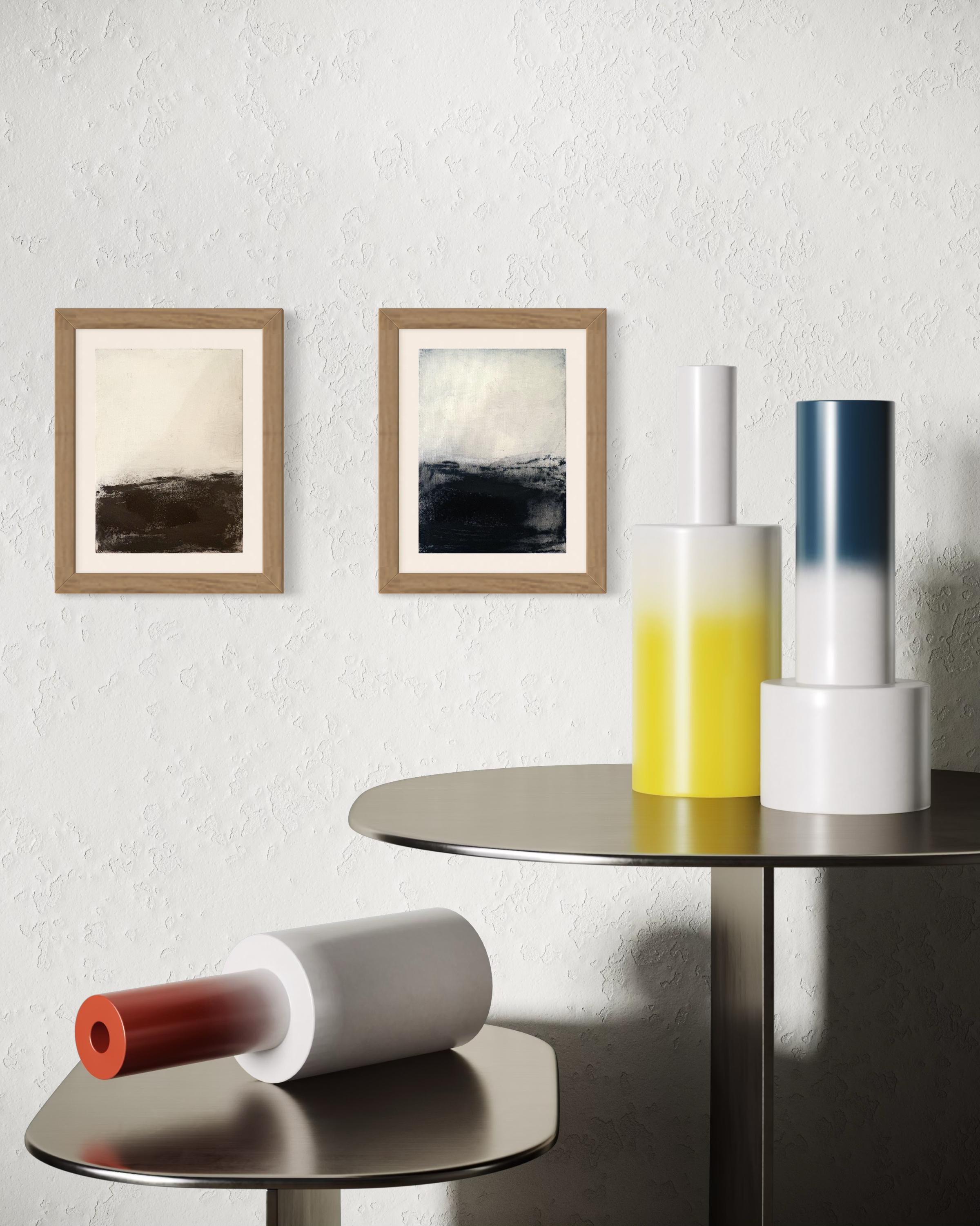 Landschaft BW - Contemporary Minimalist Art Diptychon  Kleinformat 24x18 cm im Angebot 4