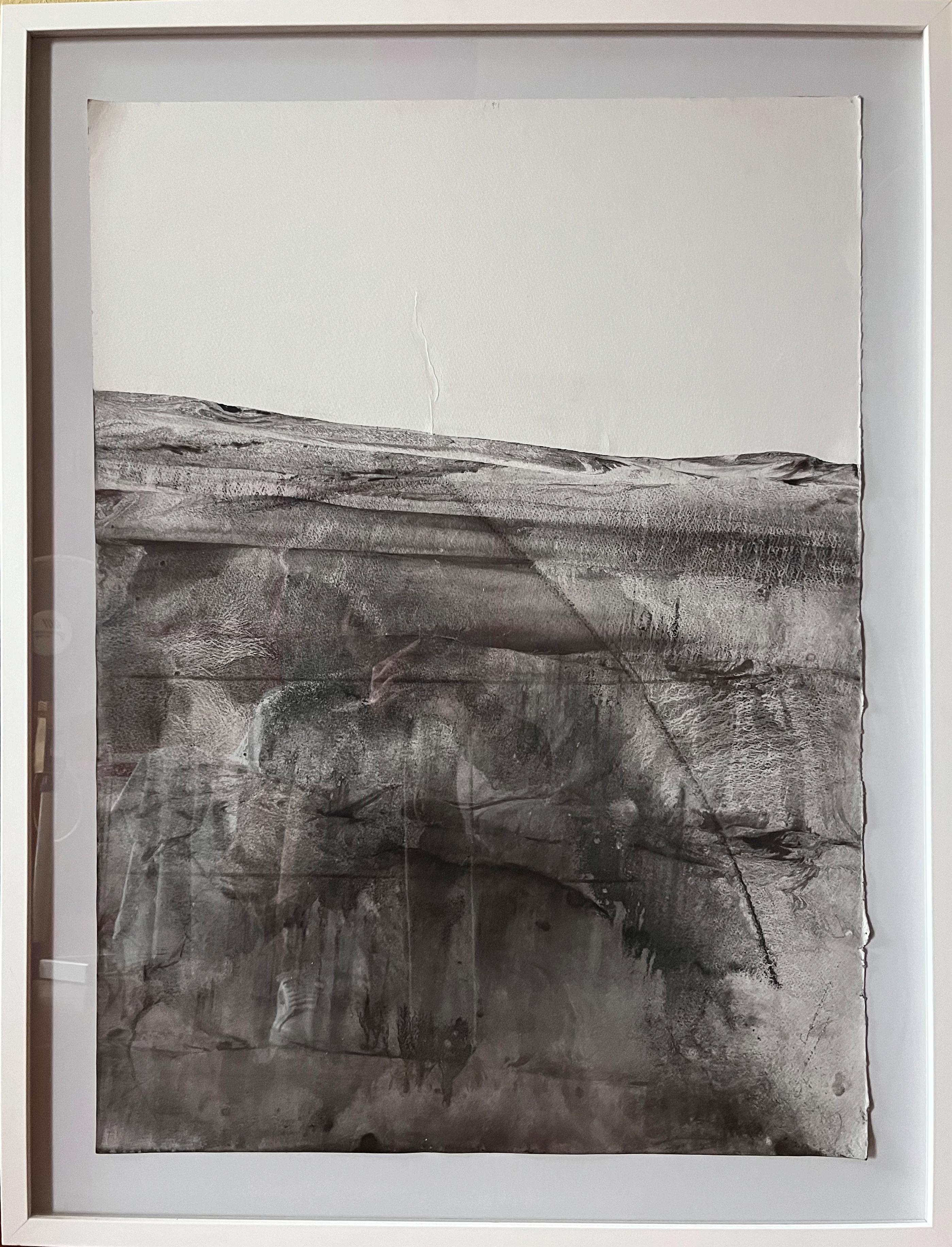 Landschaft BW, Original-Kunst auf Papier, hängefertig, von Marilina Marchica
