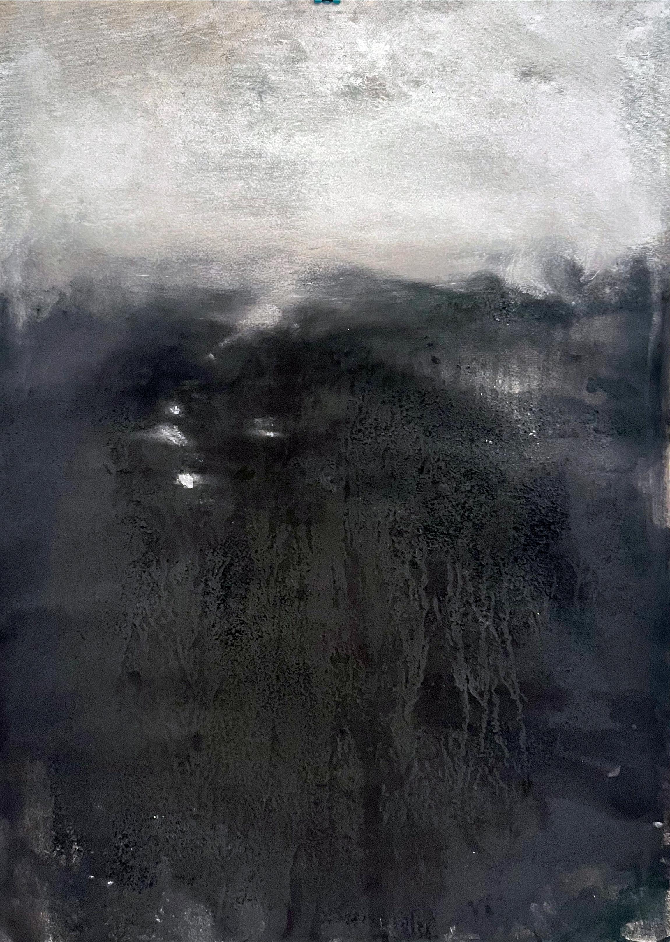 Paisaje en blanco y negro Dibujo original de gran tamaño  Arte único en venta 6