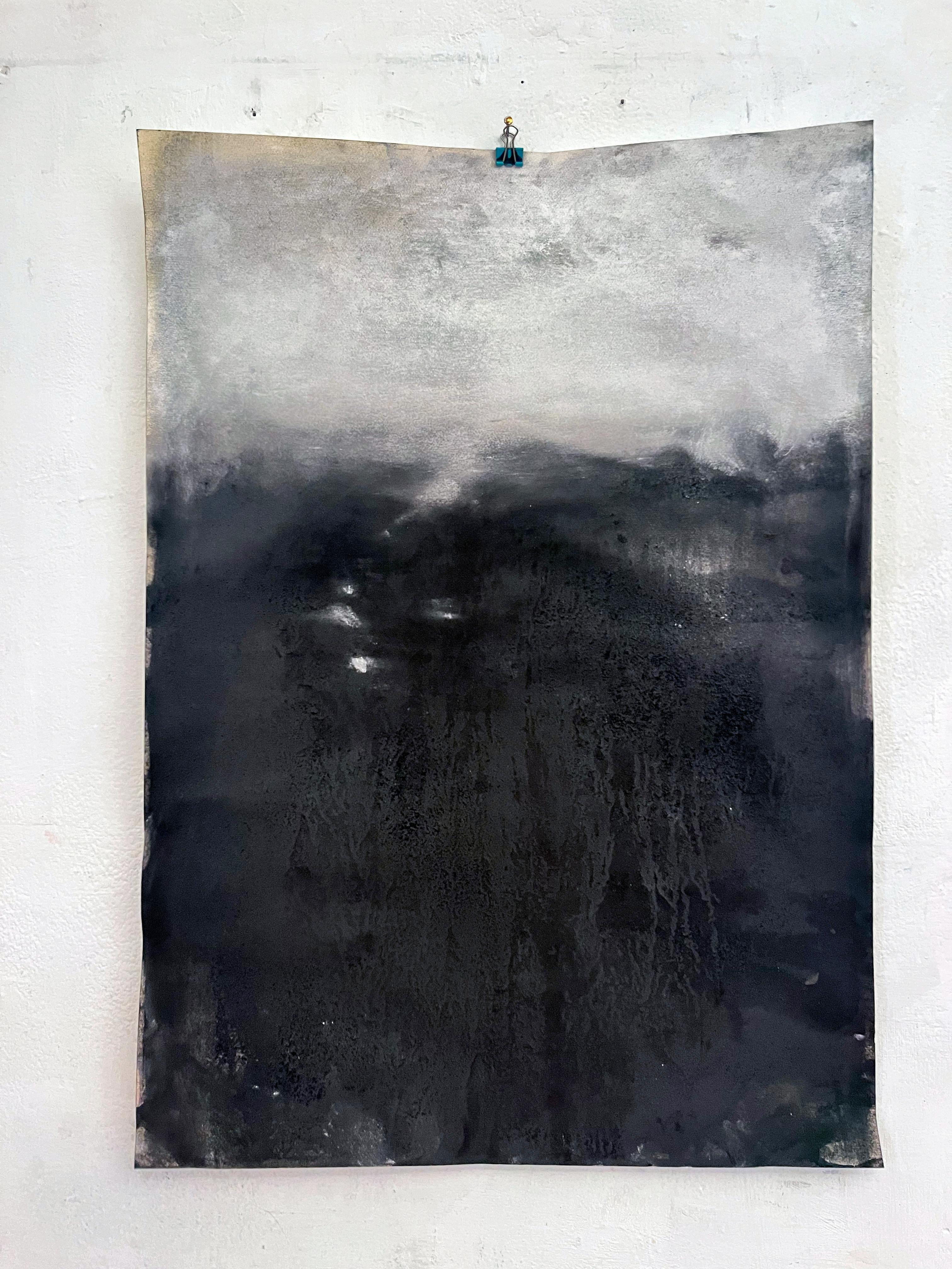 Paisaje en blanco y negro Dibujo original de gran tamaño  Arte único - Painting de Marilina Marchica