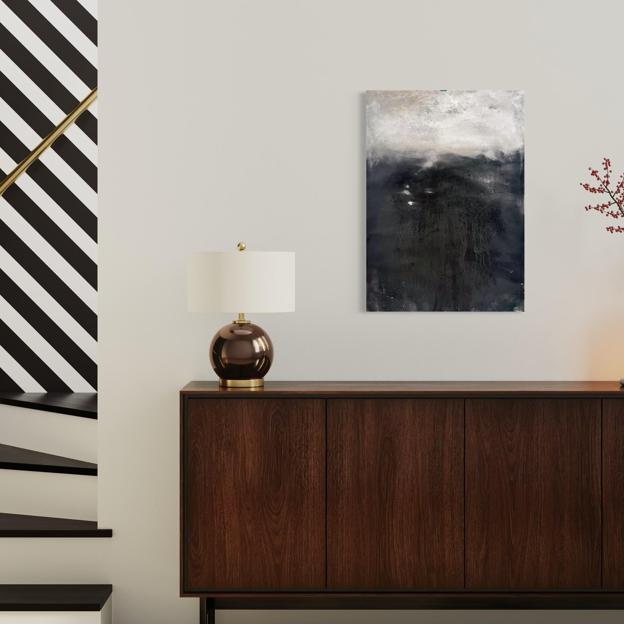Paisaje en blanco y negro Dibujo original de gran tamaño  Arte único en venta 1