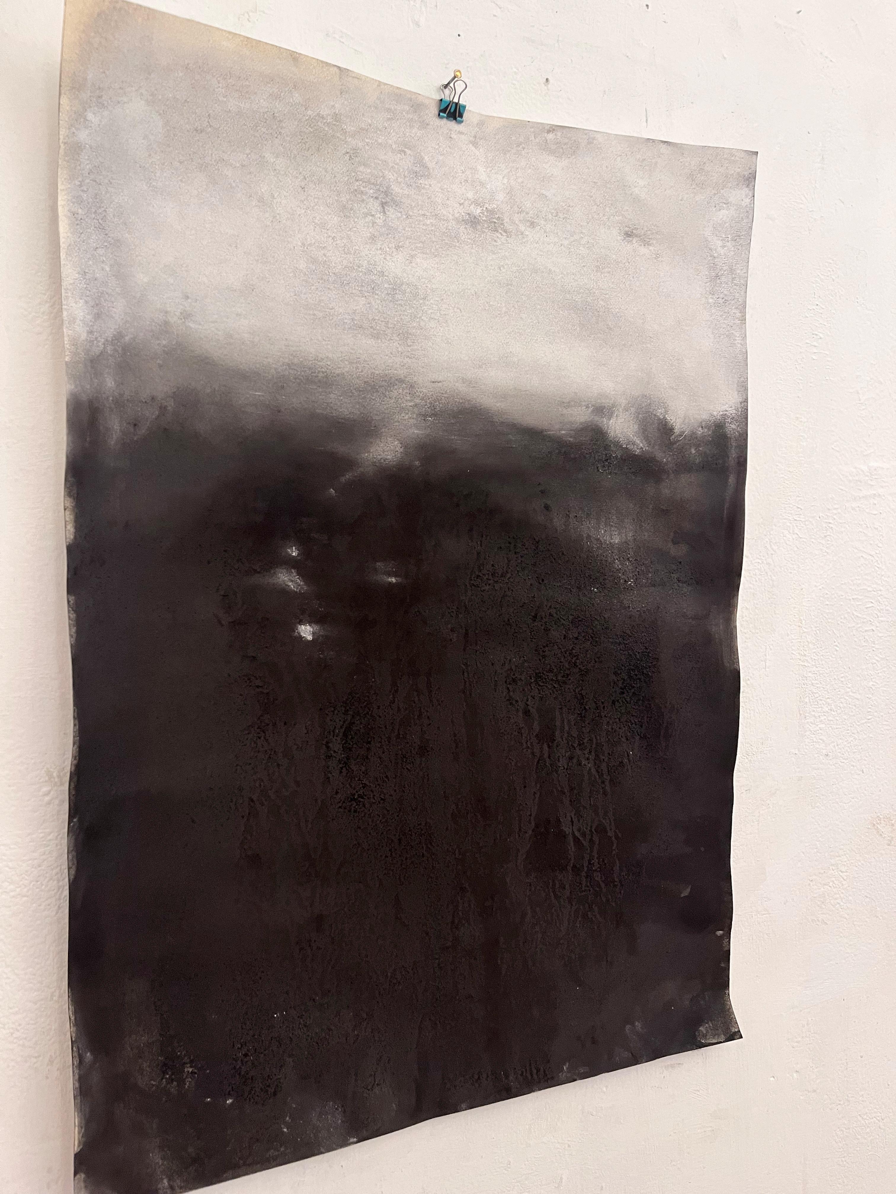 Paisaje en blanco y negro Dibujo original de gran tamaño  Arte único en venta 2