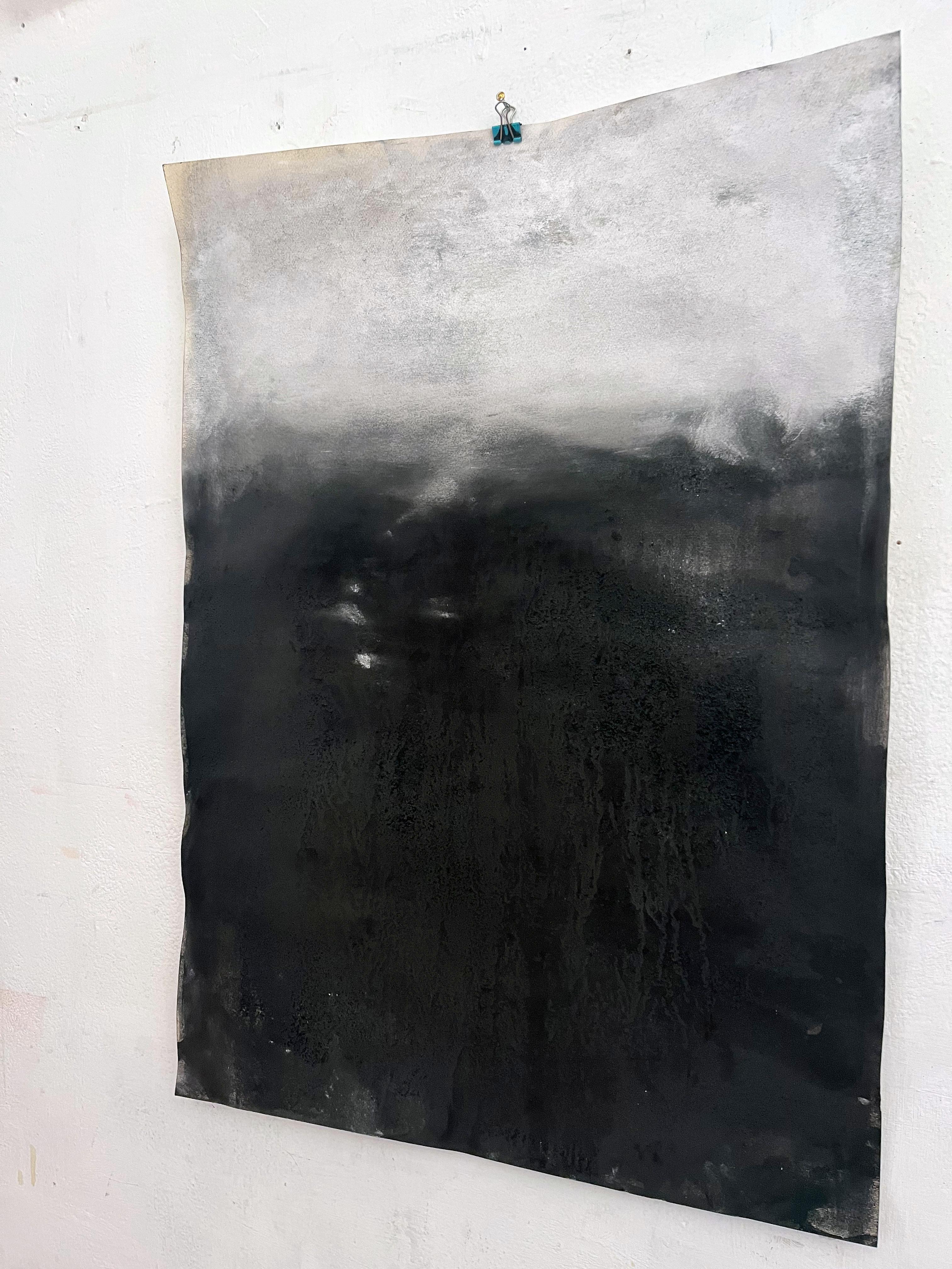 Paisaje en blanco y negro Dibujo original de gran tamaño  Arte único en venta 3
